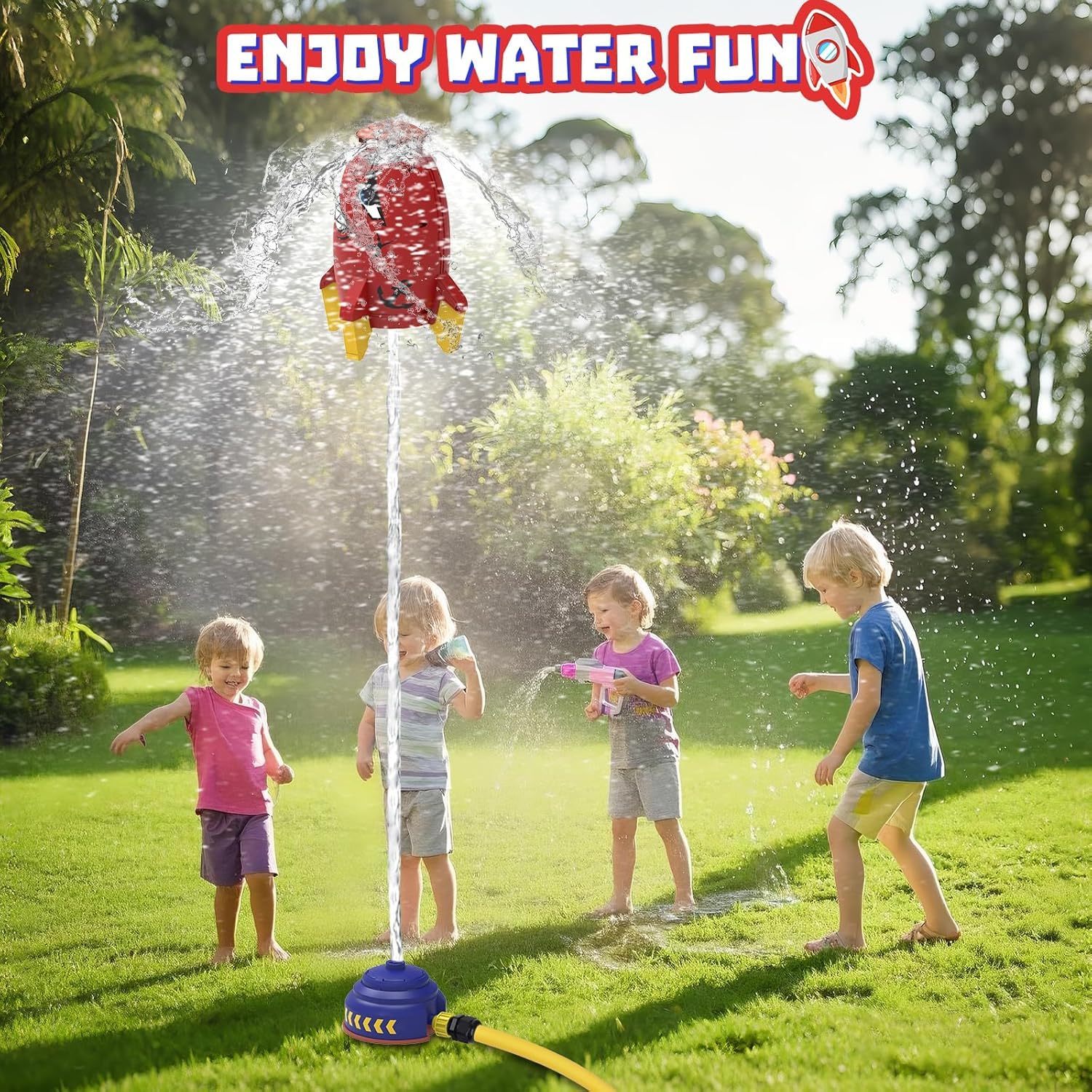 Irrigatore A Razzo Per Bambini, Sprinkler Giardino 360°, Gioco D’Acqua Cartoon Con Attacco Tubo, Irrigatore Per Prato Esterno, Divertimento Estivo Per Giardino