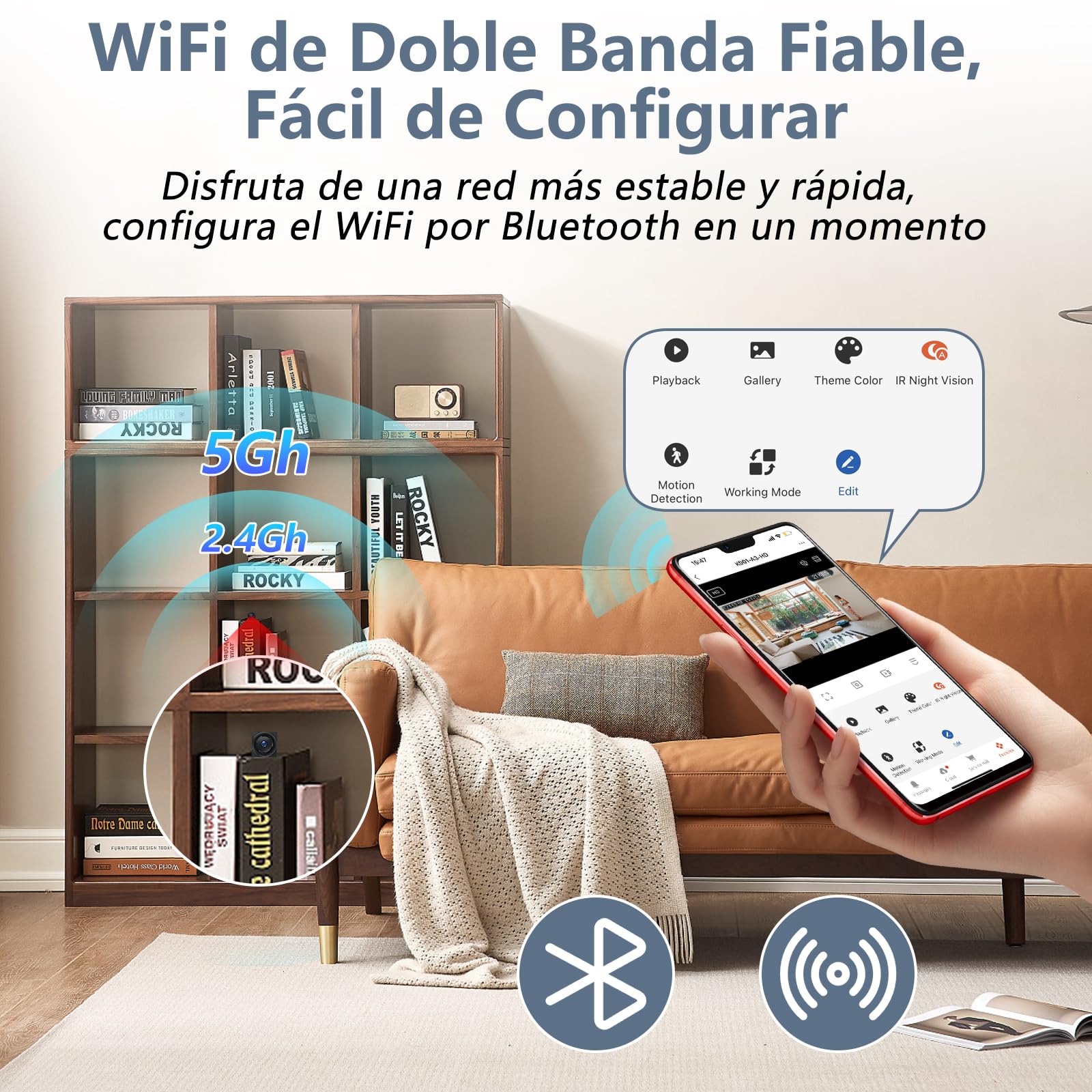Cámara Espía Oculta WiFi, 5G Camaras Espias Camufladas Inalambricas Camara de Vigilancia Interior con Detección de Movimiento Tuya App