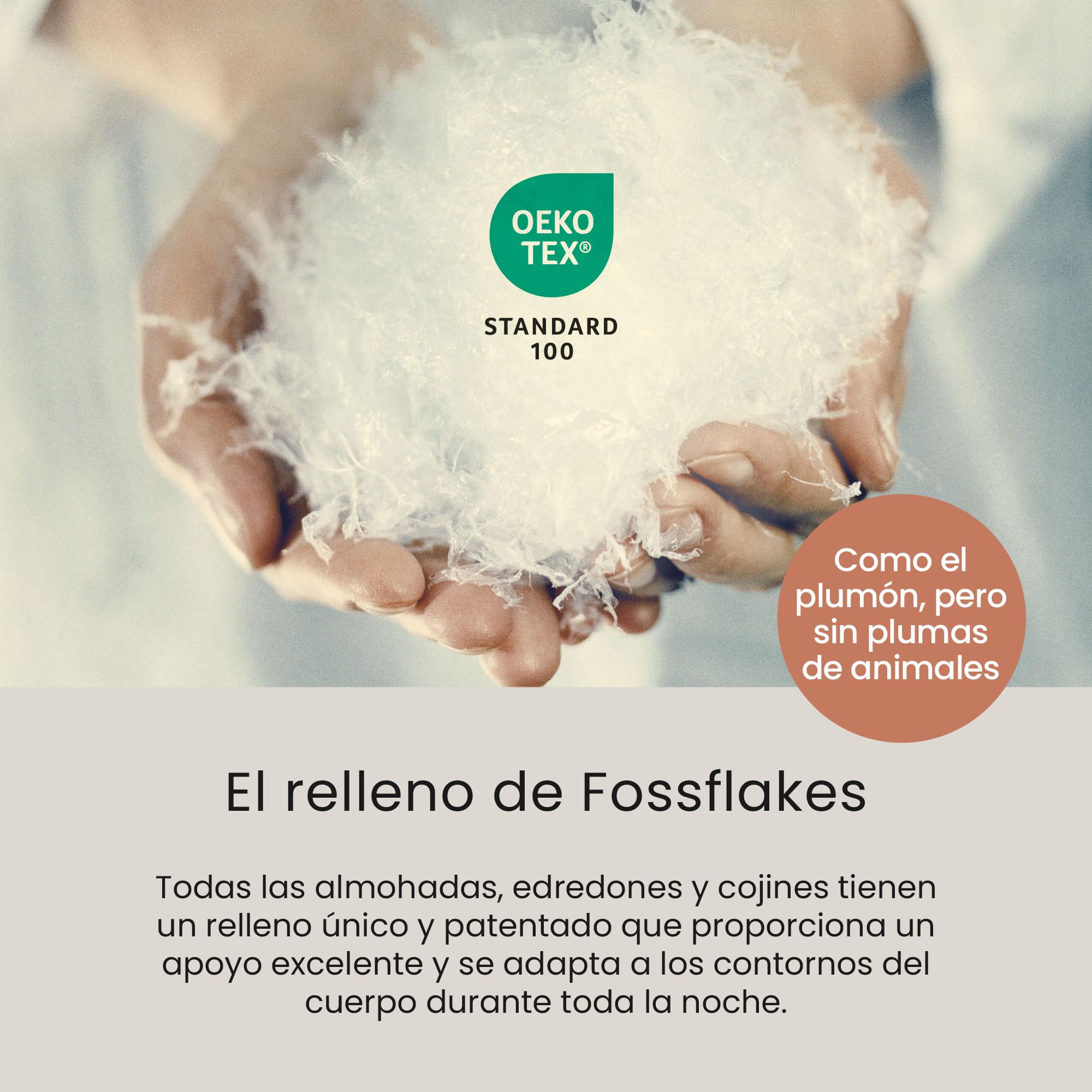 Fossflakes Almohada de Confort 40x80 cm, para Dormir de Lado, Media-Alta | Almohada de confort de altura media para dormir de lado, con relleno mullido; sujeta cabeza y cuello, lavable (40x80 cm)
