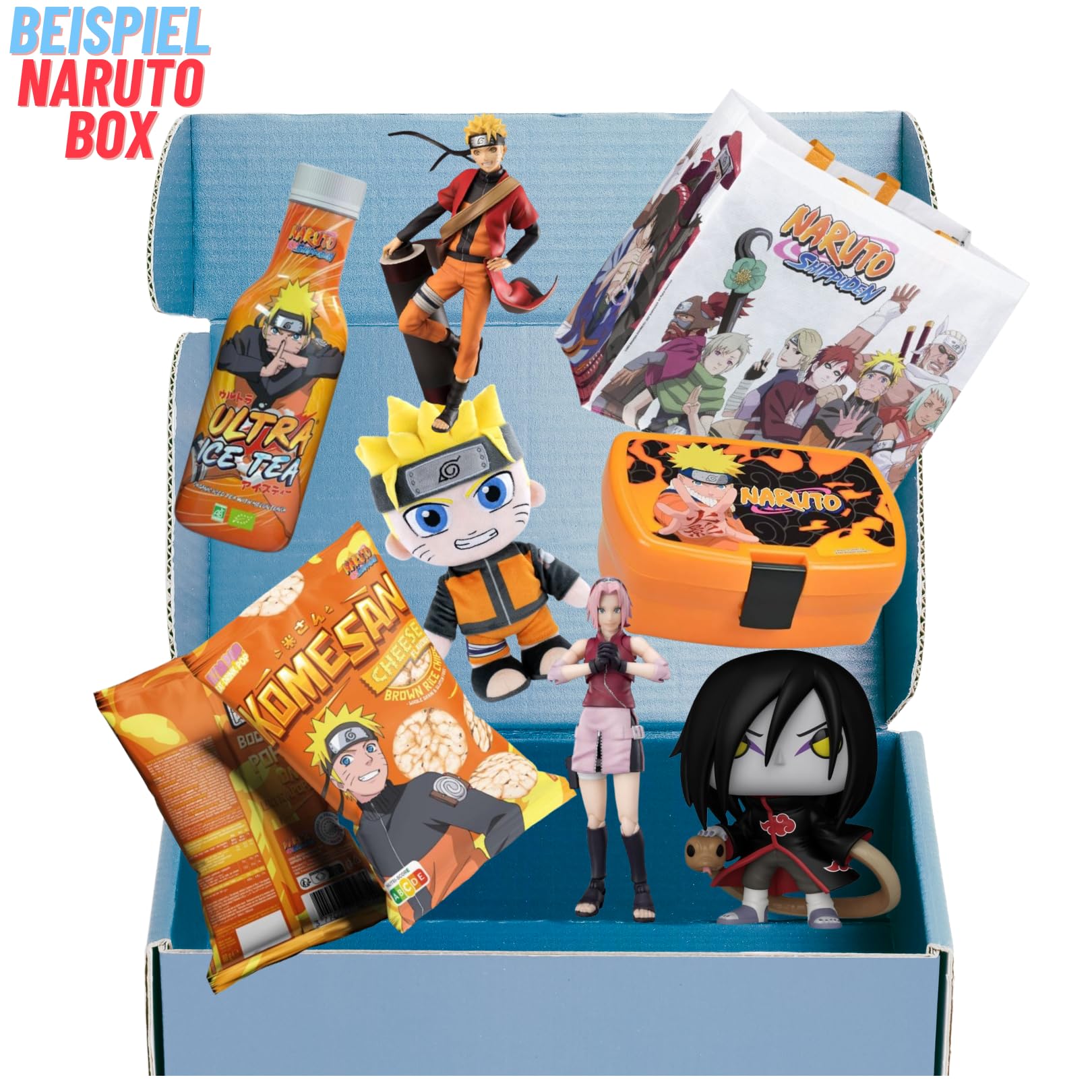 [Naruto Box] Ekskluzywne pudełko dla fanów – zestaw upominkowy premium z 8 wysokiej jakości artykułami ze świata Naruto, Naruto Shippuden & Boruto | figurki, kolekcje i przekąski