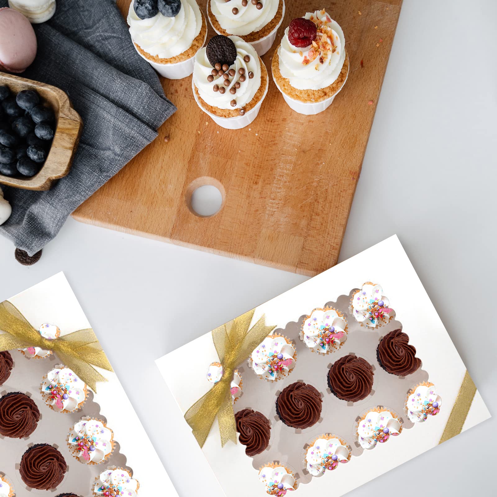 40 Scatole Per Cupcake SEUNMUK Con Finestra Trasparente – Cartone Alimentare, 23,5x15,8x7,5 Cm, Per Muffin E Biscotti - 6