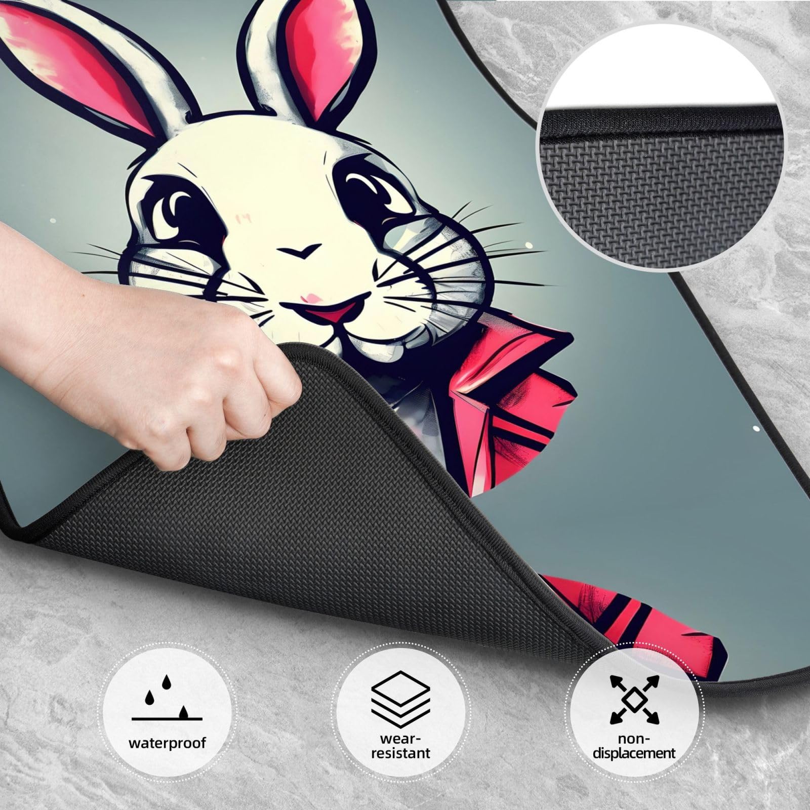 Ensemble complet de 4 tapis de voiture étanches pour voiture - Lapin lapin mignon - Tapis de protection pour voiture