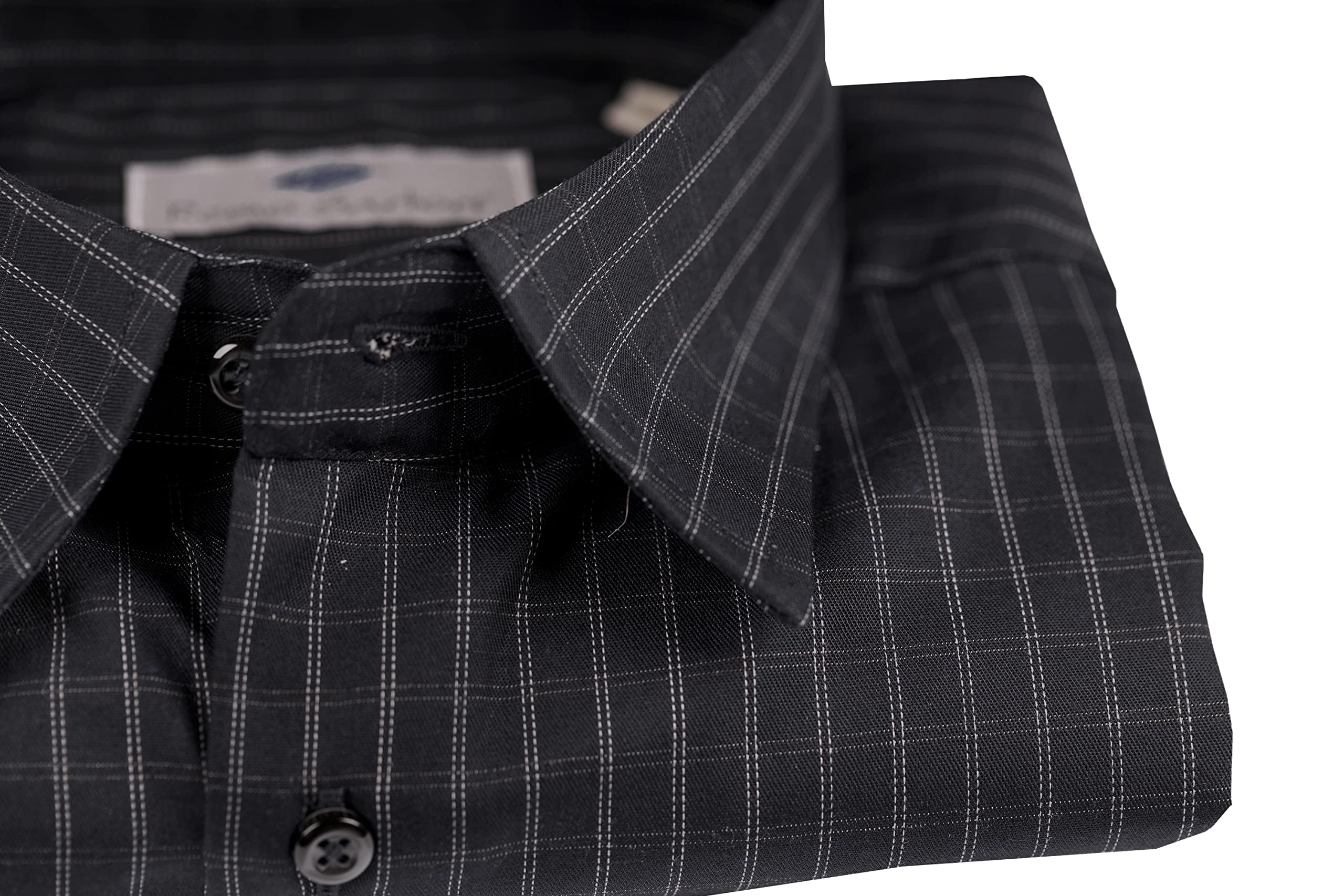 Remo Sartori - Camicia Uomo Slim Nera Scozzese in Cotone, Aderente, Made in Italy