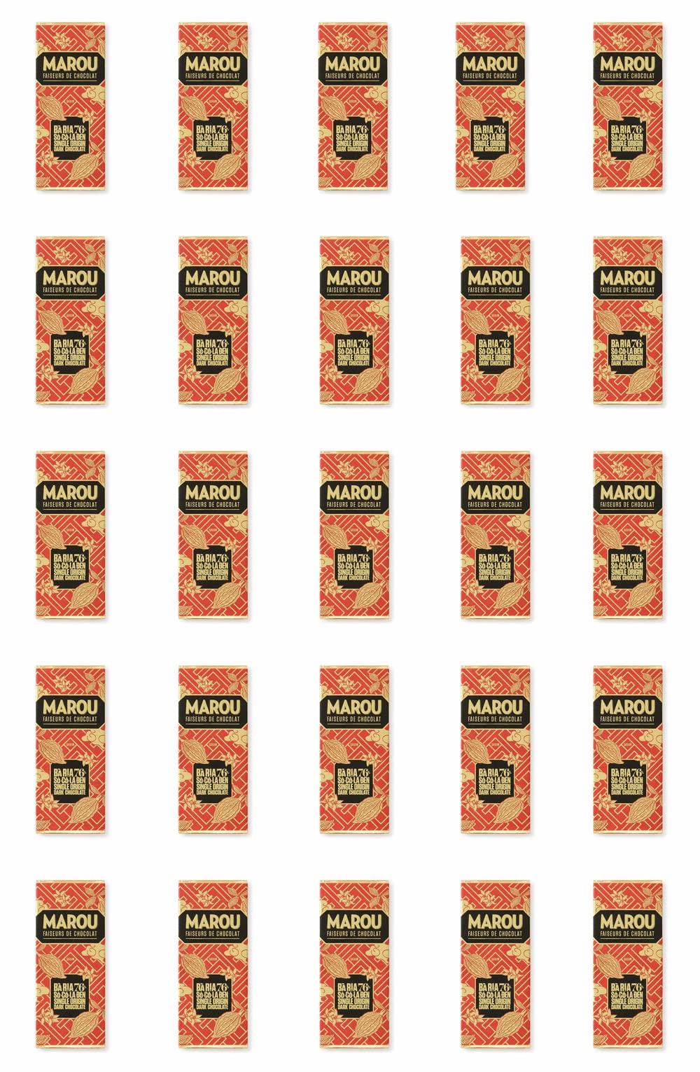 Marou Origin Ba Ria 76% Cacao Dark Chocolate Case Pack of 25 | Vietnam Single Origin, Dairy Free, Gluten Free, Soy Free | 25 x 24g Mini Bar