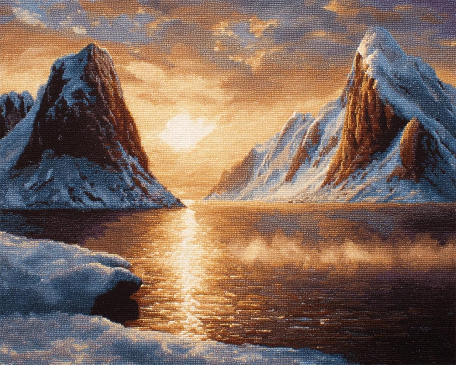 Henypt DIY Latch Hook Rug Kit Snow-Capped Mountains and Lakes 60x90cm