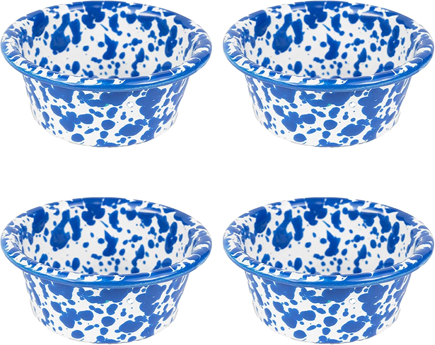 Crow Canyon Home Splatter Enamelware 2 oz Ramekins, Set of 4, Turquoise