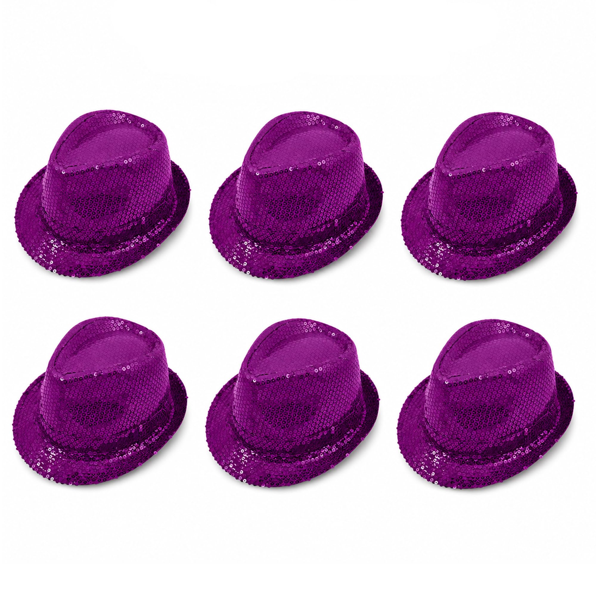 The Fancy Dress® Men Women Trilby Sequin Fedora HAT 1920'S Gangster HAT Dance Show Hiphop Fancy Dress Accessory (6 Pack Purple) — image 1