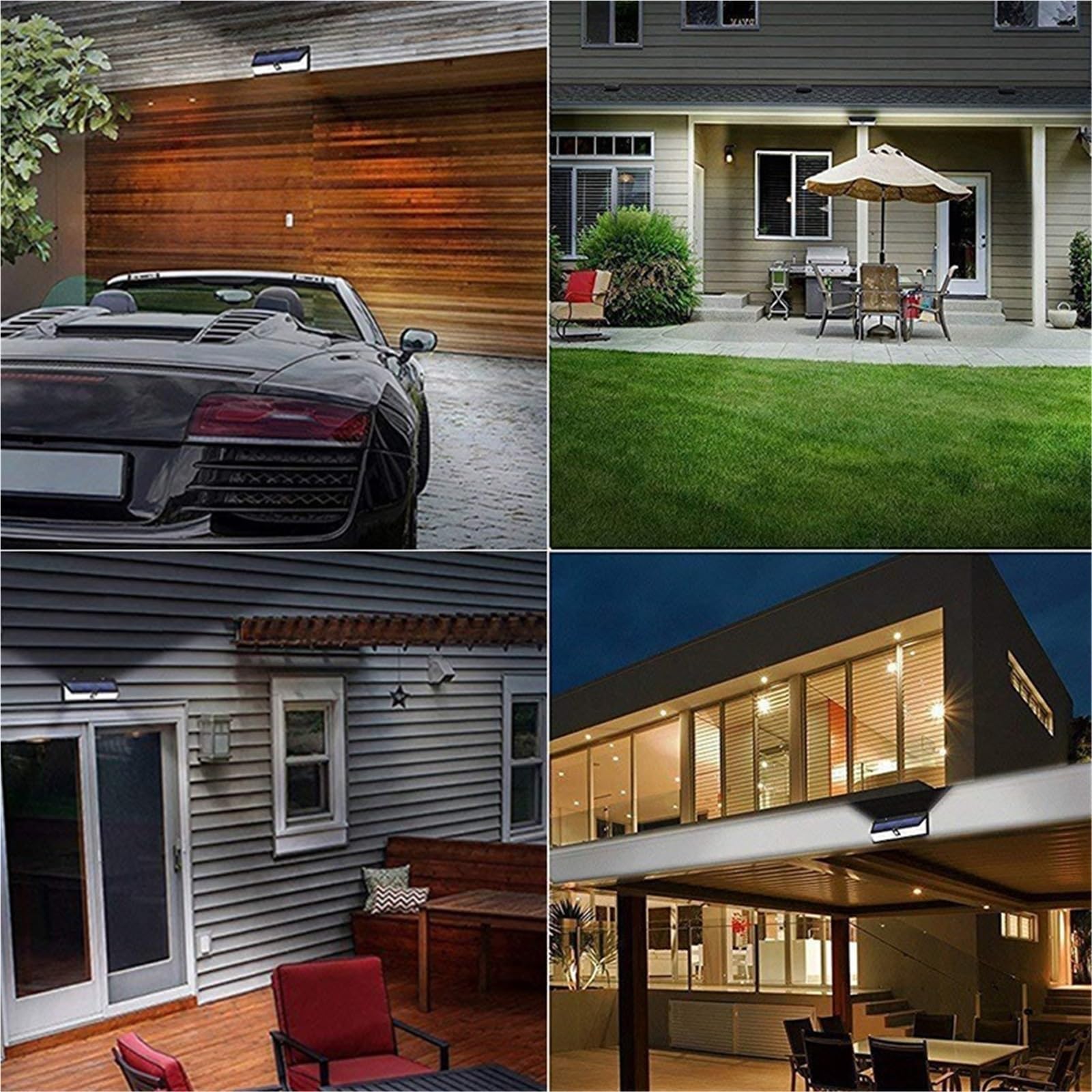 Luce LED solare potente per esterni, sensore di movimento, luce da parete, impermeabile, super luminosa, per porta d'ingresso, garage, giardino, strada (180COB)