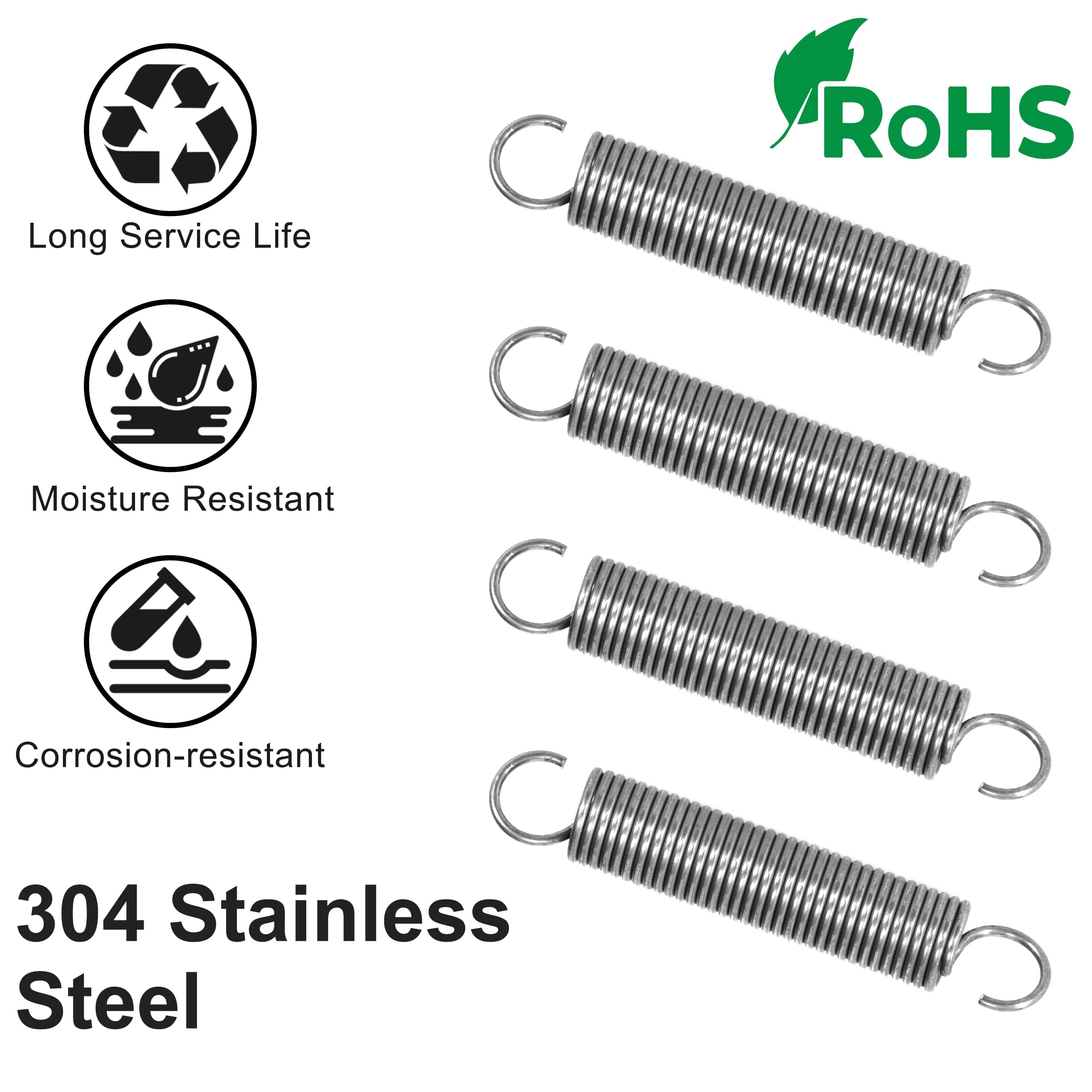 GUNGY Zugfedern Mit Doppelhaken – 0,8x8x35 Mm, Edelstahl 304, 10 Stück, Max. 1,3 Kg Zugkraft