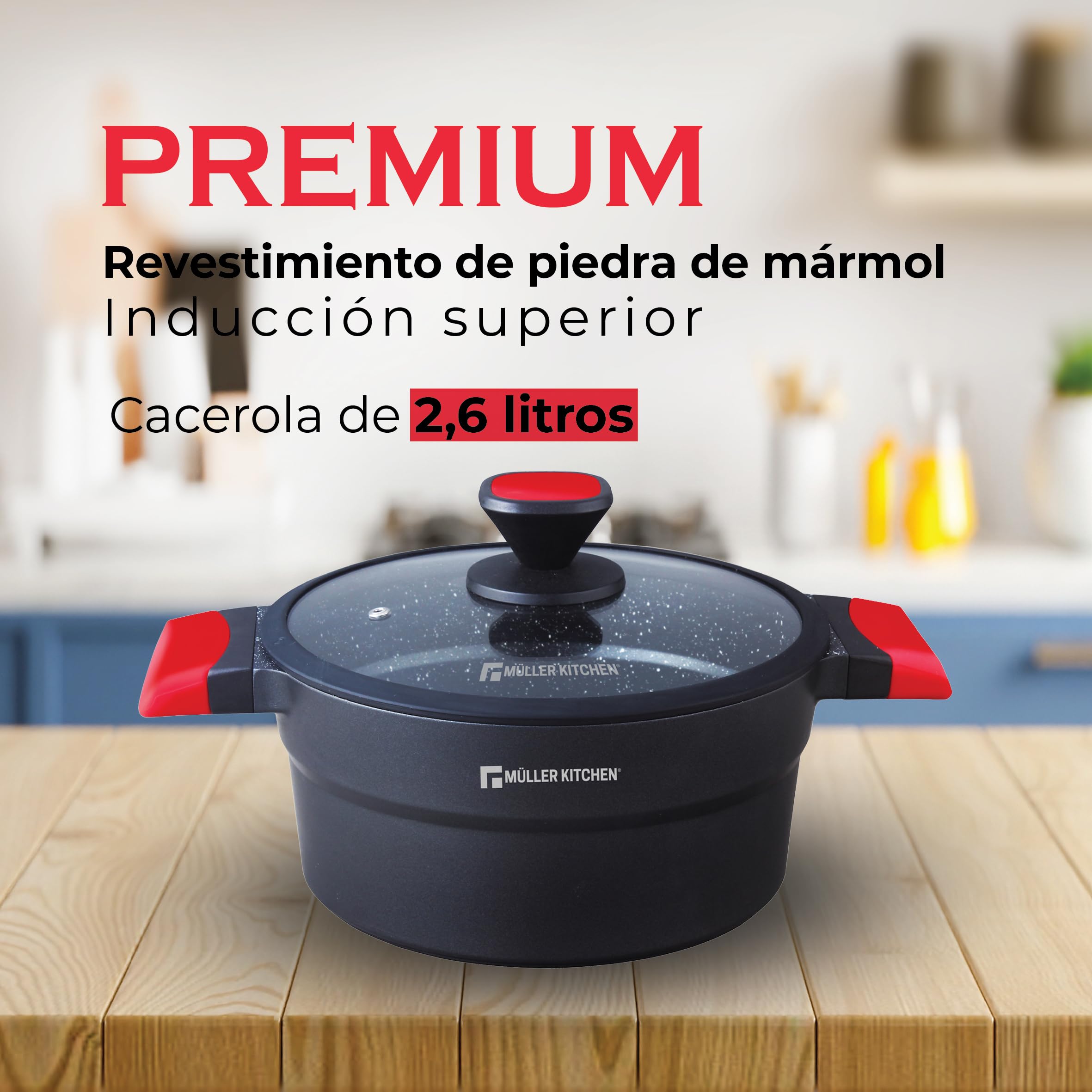 Müller Kitchen - Olla (Aluminio fundido a presión, Revestimiento antiadherente, Inducción, Tecnología alemana) (20cm - 2,5L)