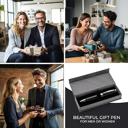 Miniatura 7 de Juego de bolígrafos naranja. Elegante bolígrafo ejecutivo para hombres o mujeres. Caja de regalo de bolígrafo de alta gama con bolígrafo de lujo y 2