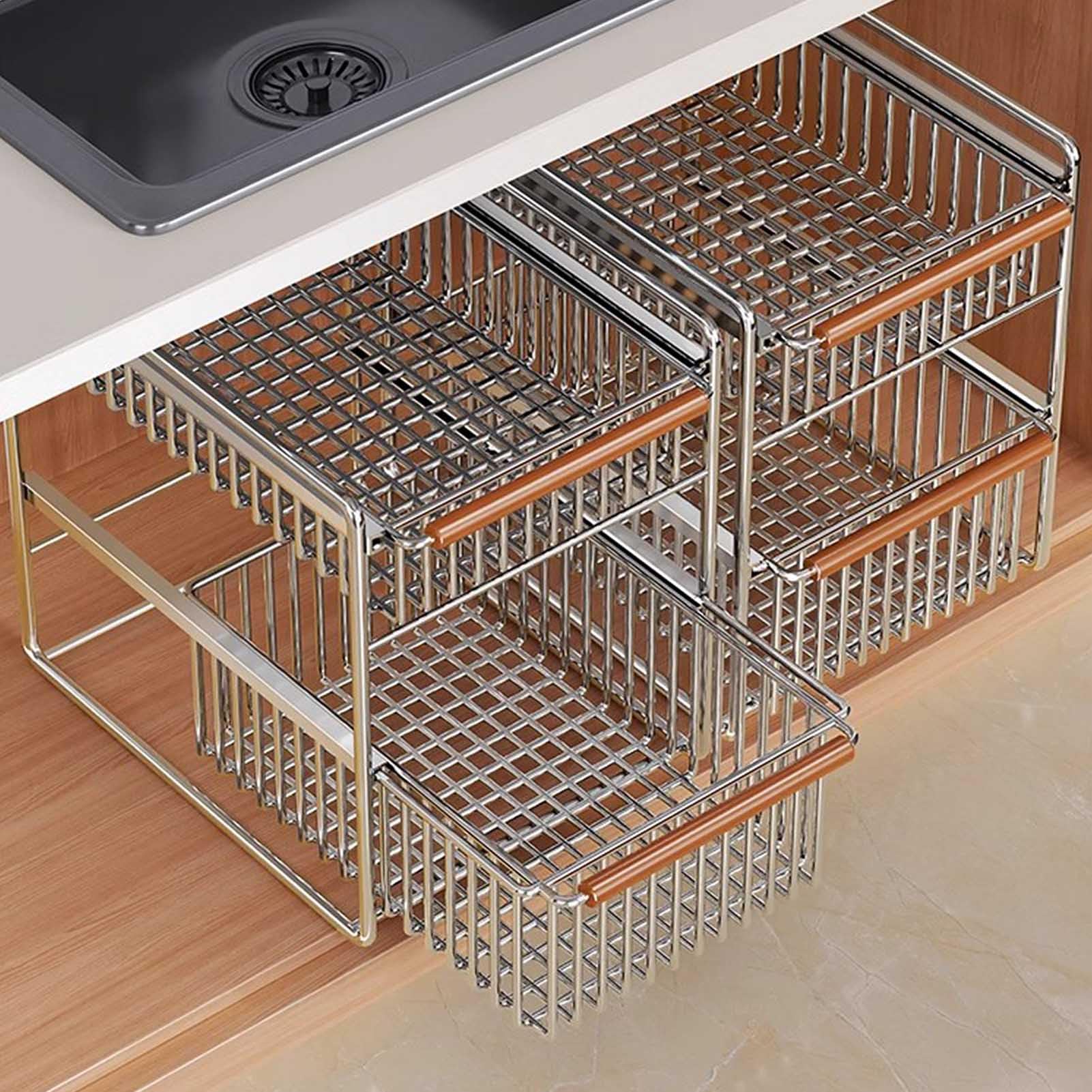 Organizador de fregadero con cesta deslizante para maximizar el espacio útil