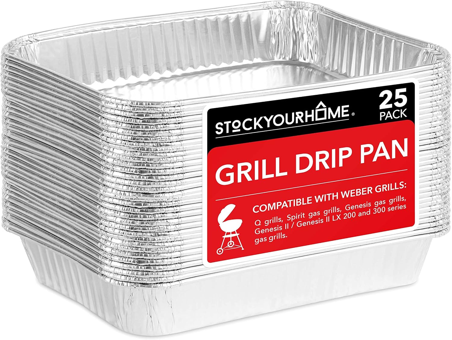 Aluminum Foil Drip Pans (25 Pack) Grill Compatible Drip Pans