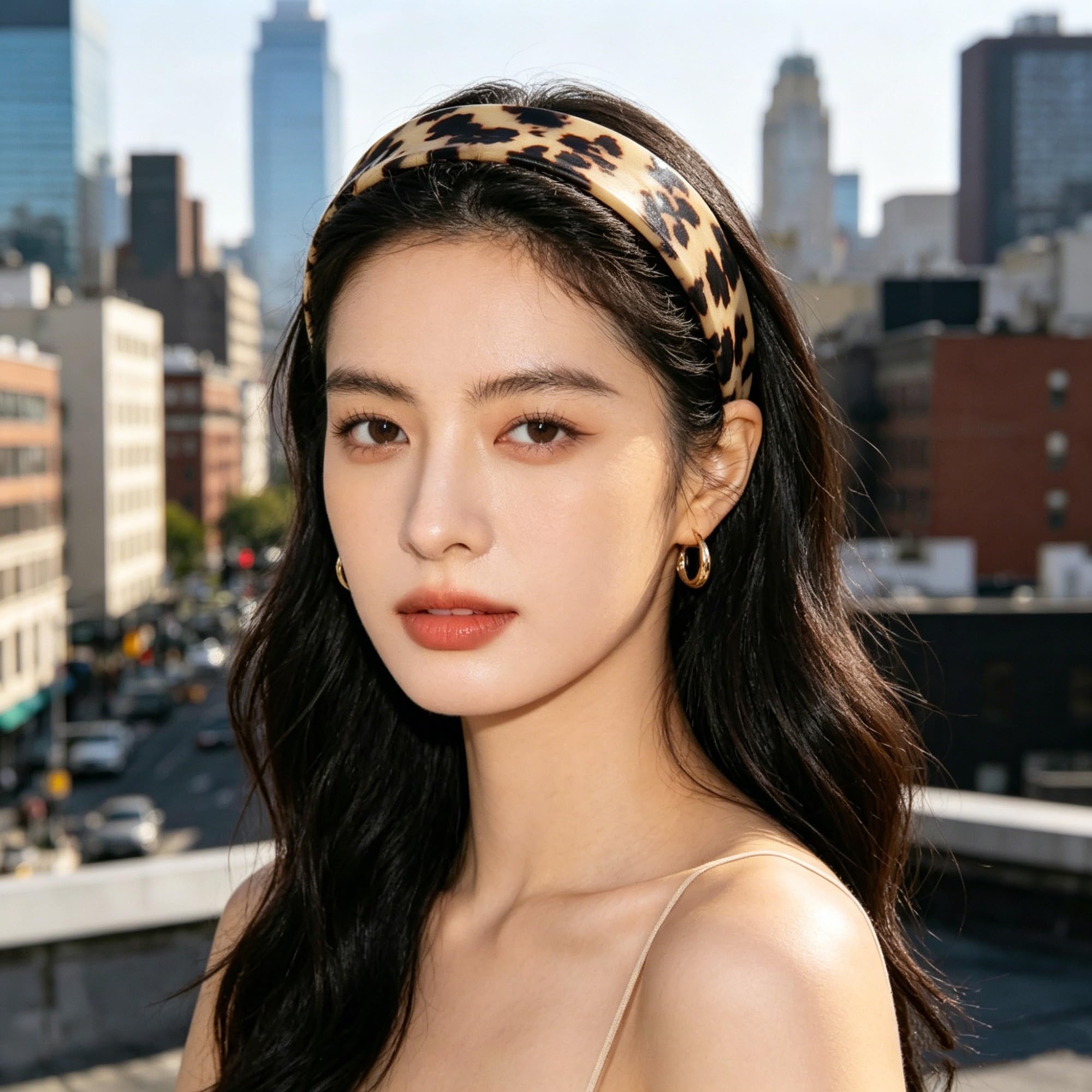 1.5 Inch Tortoise Shell Headband, Non Slip Acetate Hair Hoop with Teeth, Lightweight Fashion Hair Band for Women Daily Use