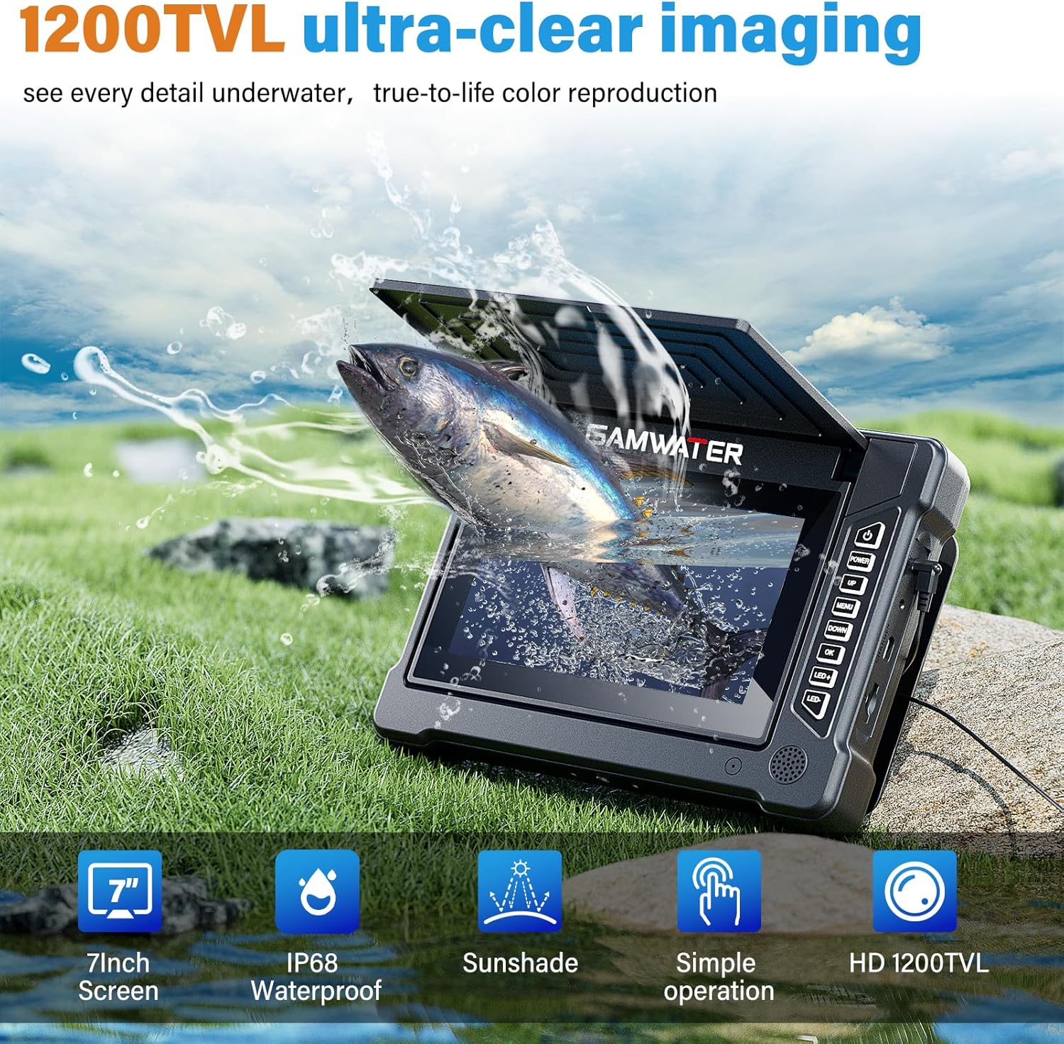 Underwater Fishing Camera, 4.3 Inch LCD Monitor with Infrared Night Vision Light, Portable Fish Finder with 15M Cable，8500mAH Battery, and Upgraded HD Lens for Ice Lake Boat Kayak Fishing,