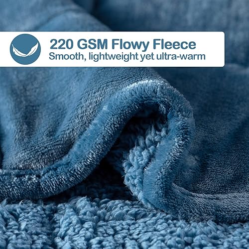 Miniatura 3 de Uttermara Manta con peso de forro polar Sherpa de 12 libras para niños y adultos, forro polar ultrasuave y sherpa unicolor, manta de felpa acogedora
