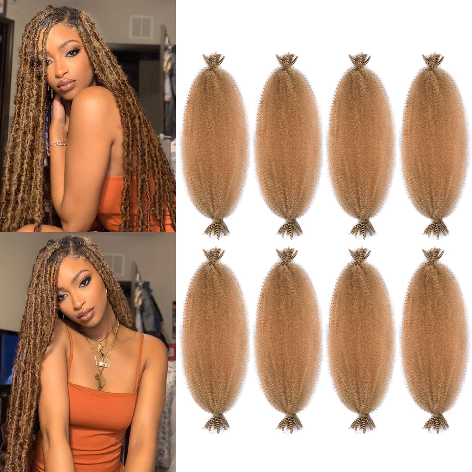 Marley Twist Hair 24 Inch Afro Twist Hair 8 Packs Marley Twist Braiding Hair for Spring Twist Hair Soft Locs Hair Extensions Spring Twist Crochet Hair