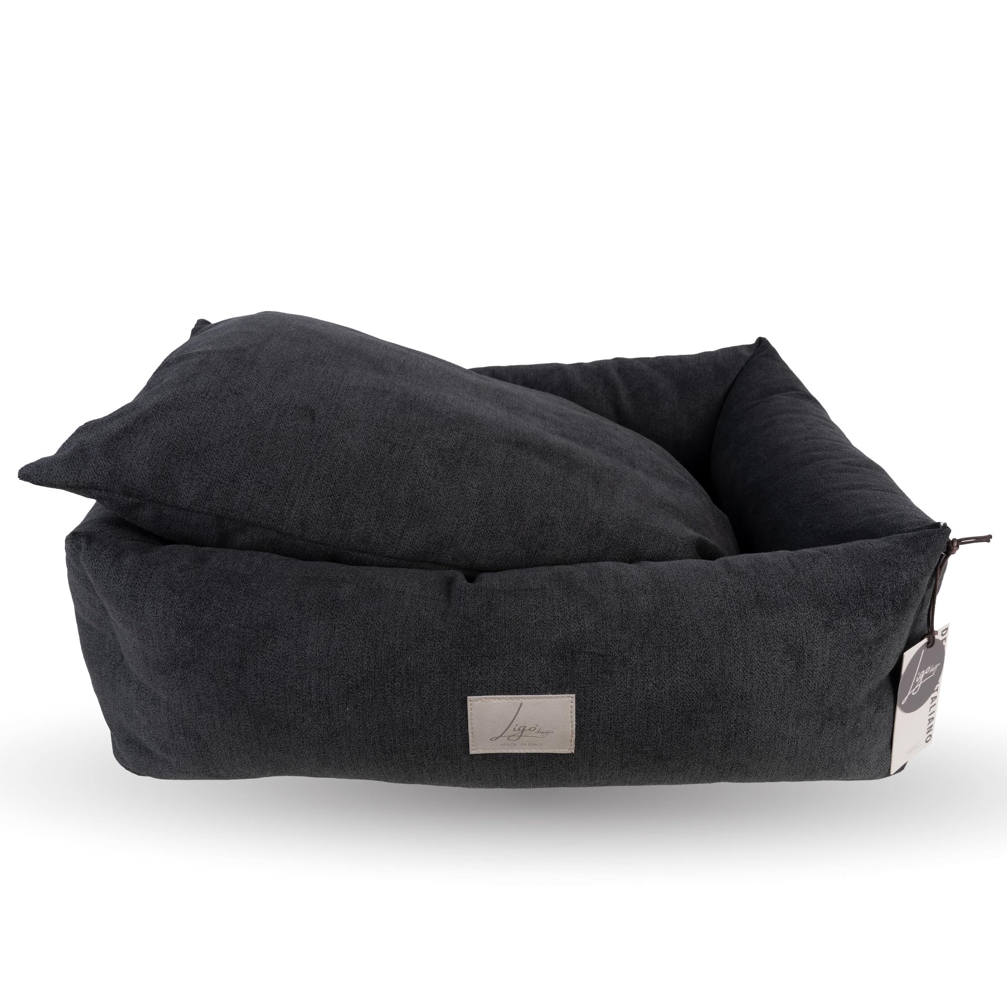 Ligo Buddy Elegance- Lettino Cuccia per cani realizzata in Italia. Cuscino materasso per Cane cuccetta completamente sfoderabile e lavabile in lavatrice. (XS/S: 50 X 60 cm, SOFT CARBONE)