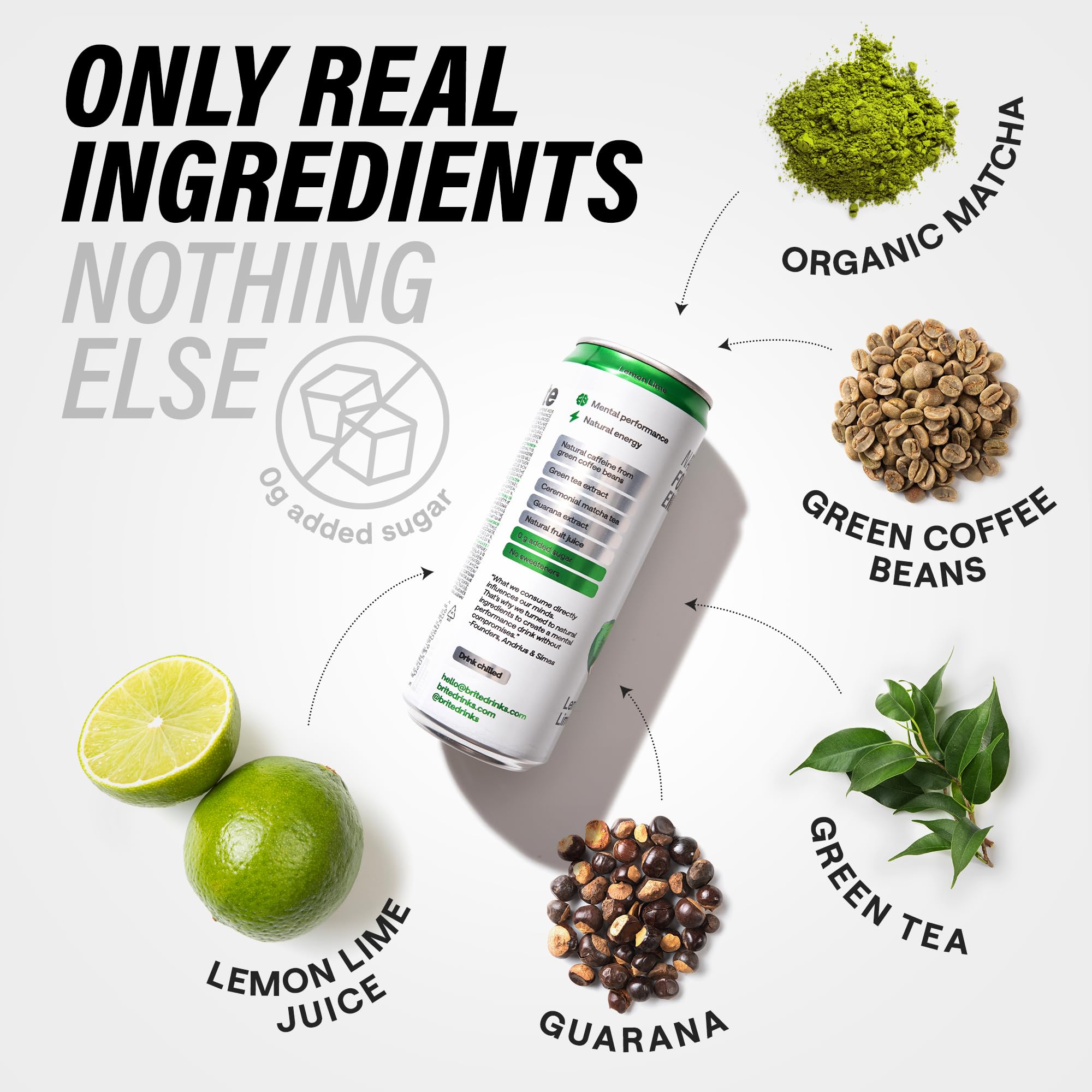 Brite Natural Focus. Boisson énergisante et alternative au café pour améliorer la productivité. À base de plantes, faible en calories, végétalienne, sans gluten. Mix 12 x 330 ml.