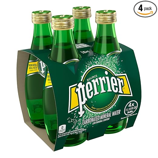 Perrier Carbonated Mineral Water  Water Captured at the Source in France, 11.16 fl oz / 330 ml, 4 Pack