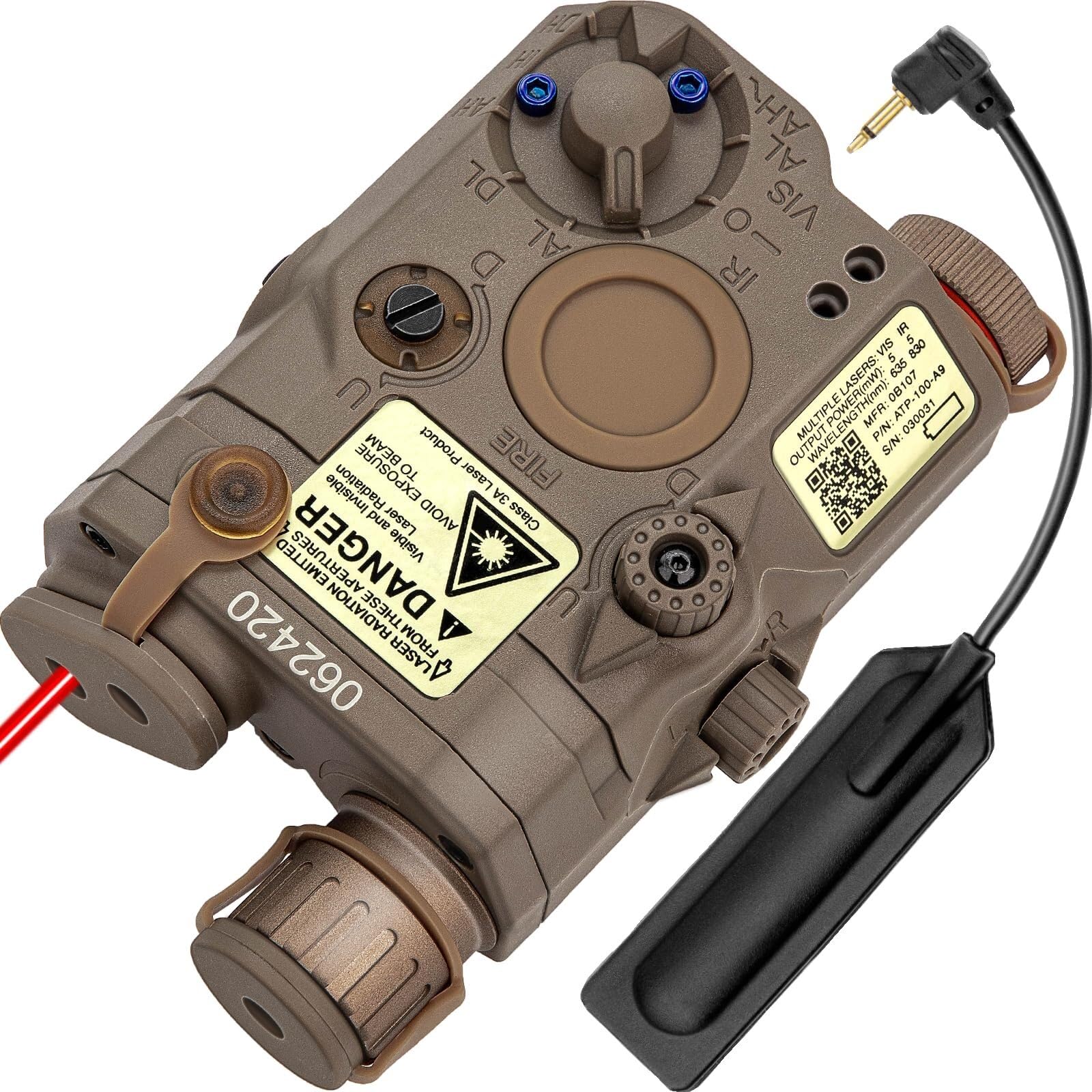 Airsoft PEQ-15 IR Laser + Visible Red Laser + White LED Flashlight (Black)