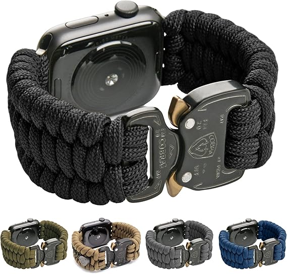 KORDIZ Explorer - Paracord Apple Watch Band - Made in USA - Compatible with Apple Watch Ultra & Series 8/7/6/5/4/3/2/1/SE - 49mm 45mm 44mm 42mm - with Buckle Quick Release