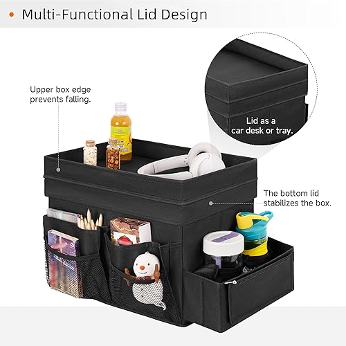 Miniatura 7 de StorageWorks Organizador de maletero para automóvil, organizador de automóvil con tapa, almacenamiento del respaldo del asiento, grande, negro,