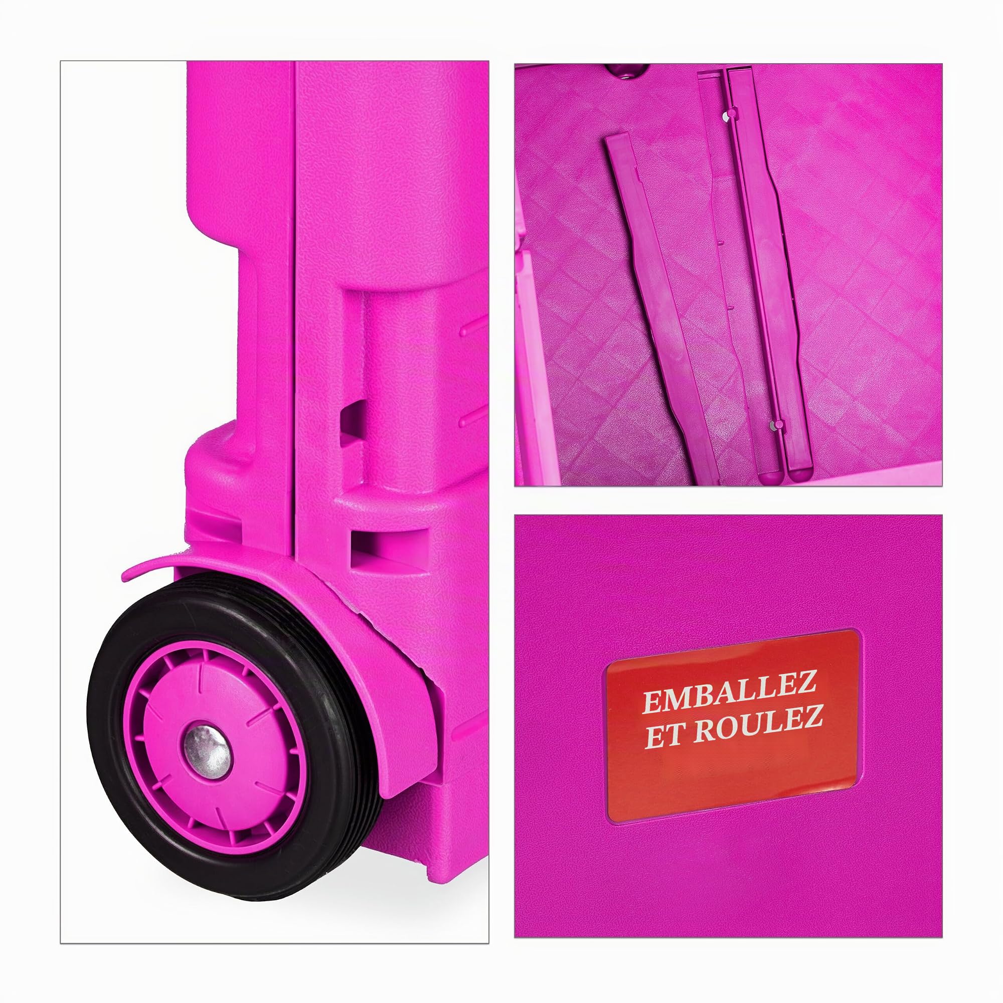 Relaxdays Chariot de Courses Pliable, 2 Roues, poignée téléscopique, jusqu'à 35 kg, Poussette de marché, Rose