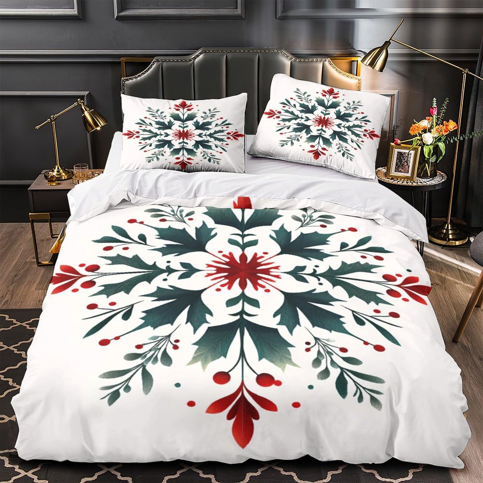 Parure de lit de Noël de qualité supérieure avec impression aquarelle raffinée