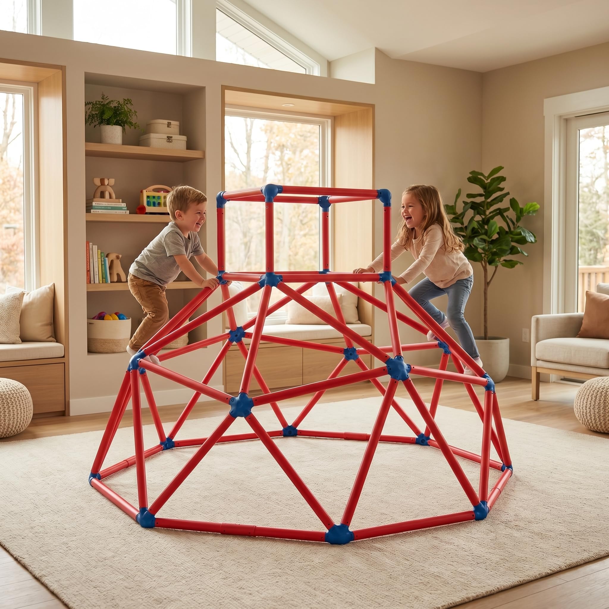 Klettergerüst Outdoor Kletterkuppel Kletterturm von VDP – Outdoor Spielgerüst Kinder Outdoor, Klettergerüst Indoor, Spielturm, bis 70kg, Rot
