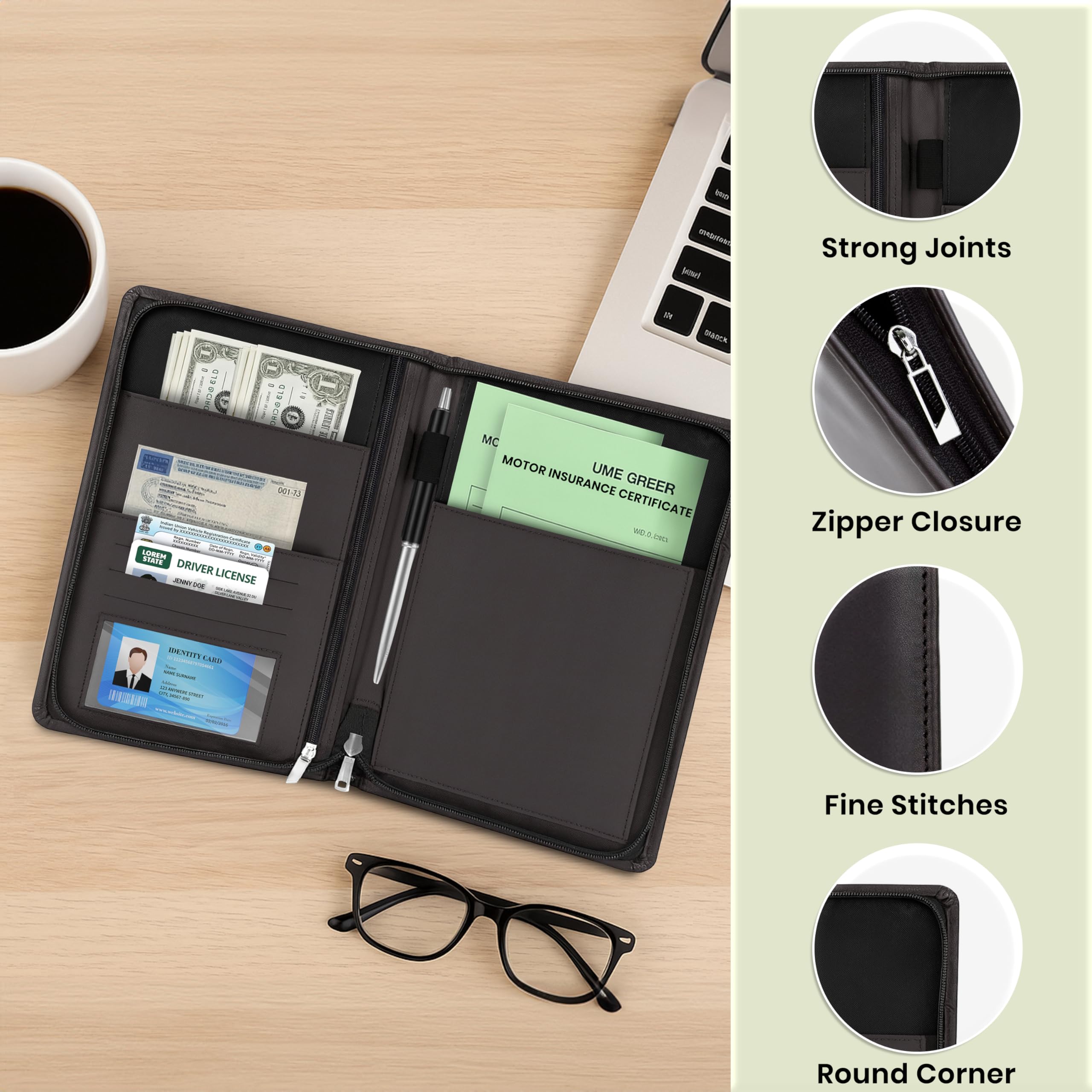 Car Document Holder - PU Leather Organizer -2