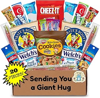 Hangry Kits Sending a Giant Hug For Men And Women - Send-A-Hug Basket Care Package for Men, To A Friend Or Loved One In Hospital, After Surgery Or Sickness. Recovery. Delicious Variety Of Comforting Snacks