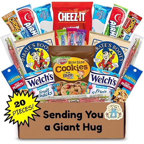 Hangry Kits Sending a Giant Hug For Men And Women - Send-A-Hug Basket Care Package for Men, To A Friend Or Loved One In Hospital, After Surgery Or Sickness. Recovery. Delicious Variety Of Comforting Snacks