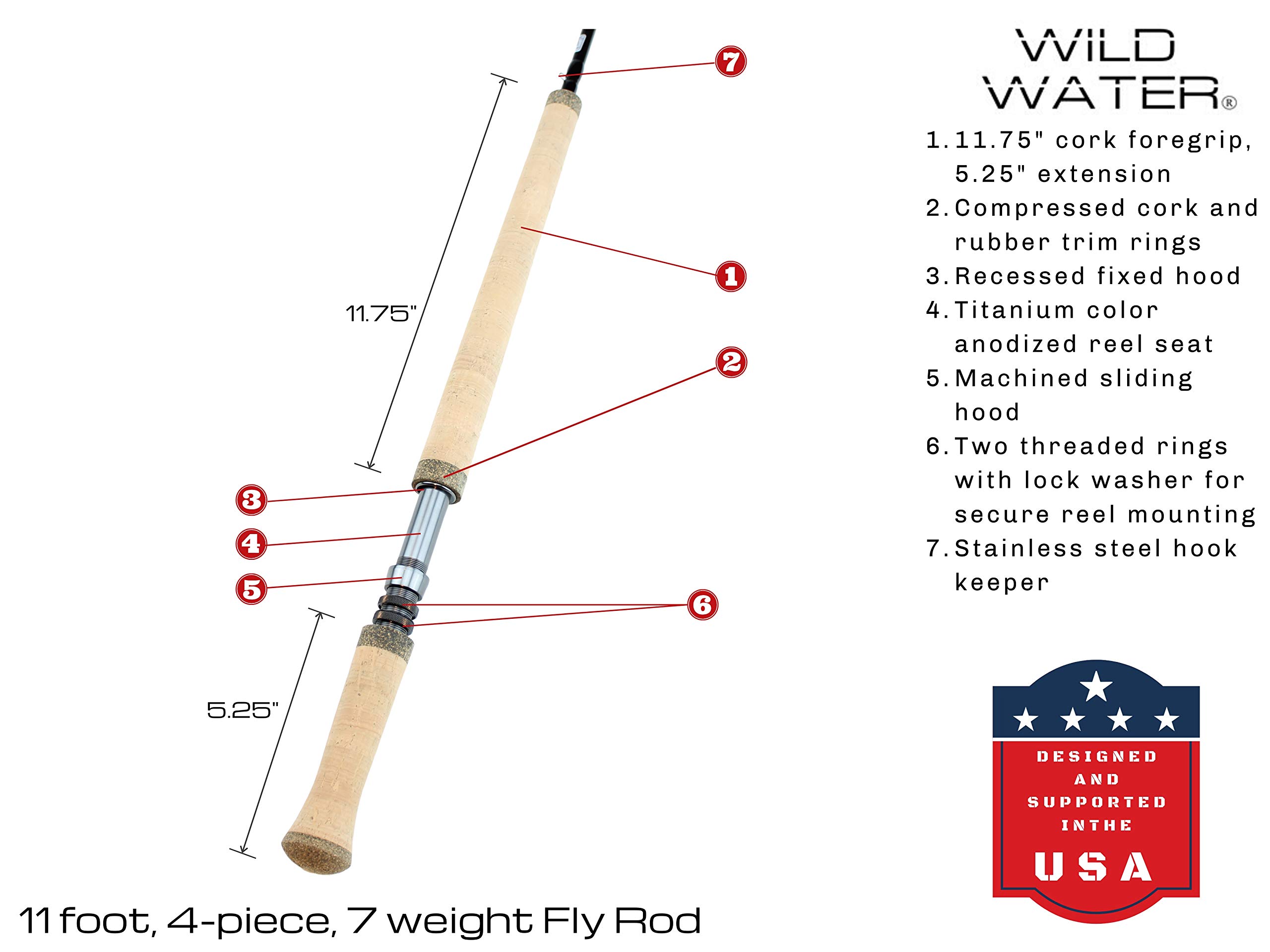 Amazon.co.jp: Wild Water Fly Fishing 11フィート 4ピース 7重