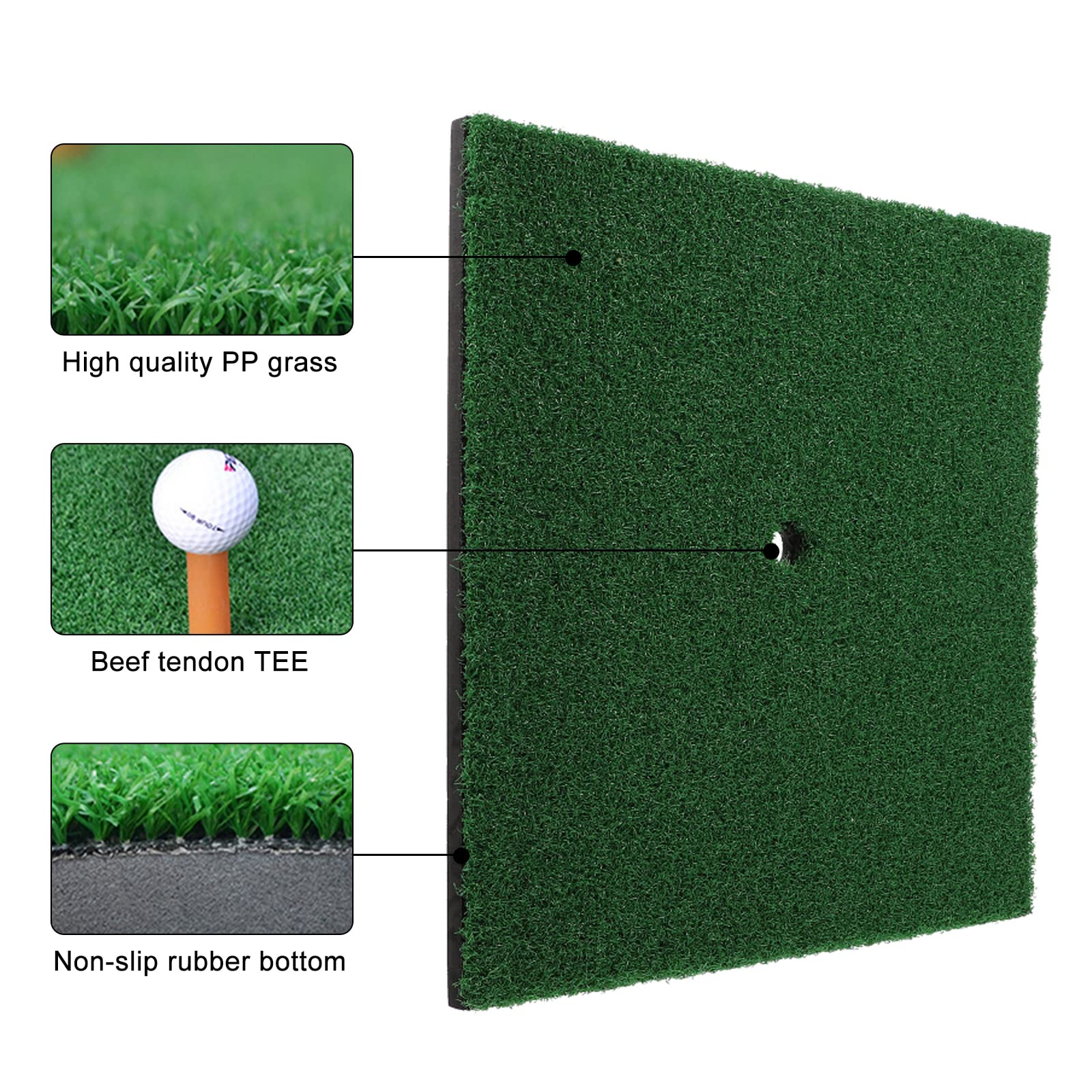Esterilla de golf de 30 x 30 cm, alfombrilla de golf para interior y exterior, portátil, incluye para entrenamiento de putting (hierba corta)