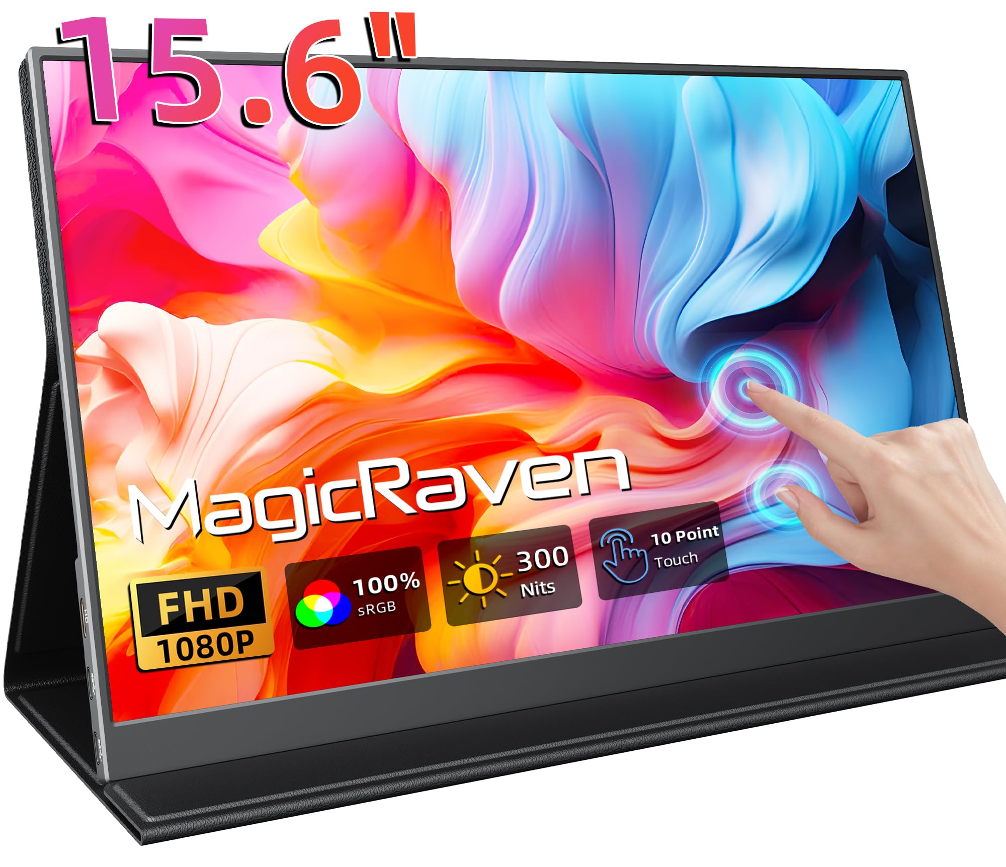 MagicRaven Portable Touchscreen, 15.6" 1080P 60Hz Laptop Monitor, Lightweight Dual USB C HDMI Second Gaminig Display with Speakers, Travel Monitor for PS4/5 Xbox Switch MAC PC Phone-picture-38