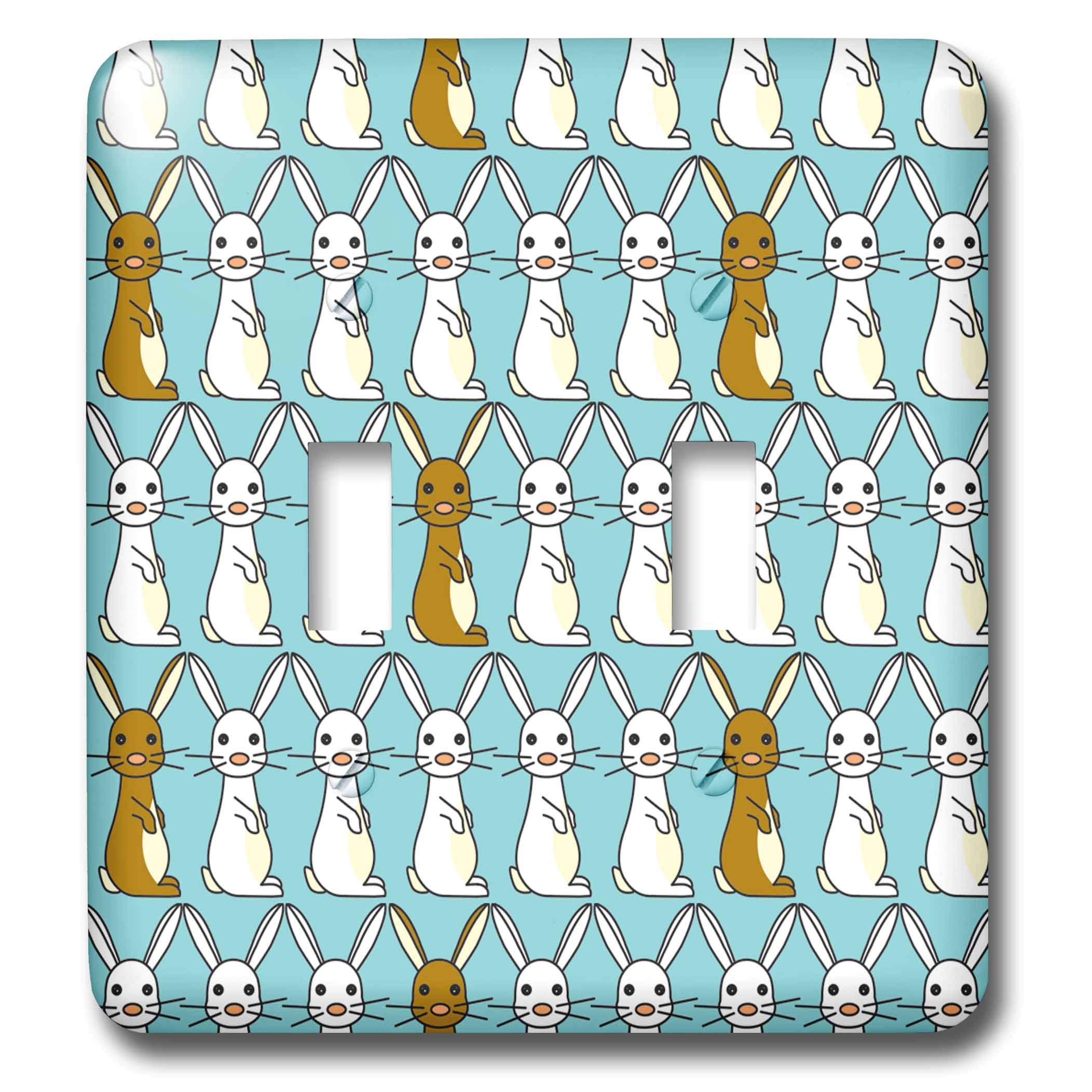 Double interrupteur à bascule design lapin bleu décoration chambre bébé
