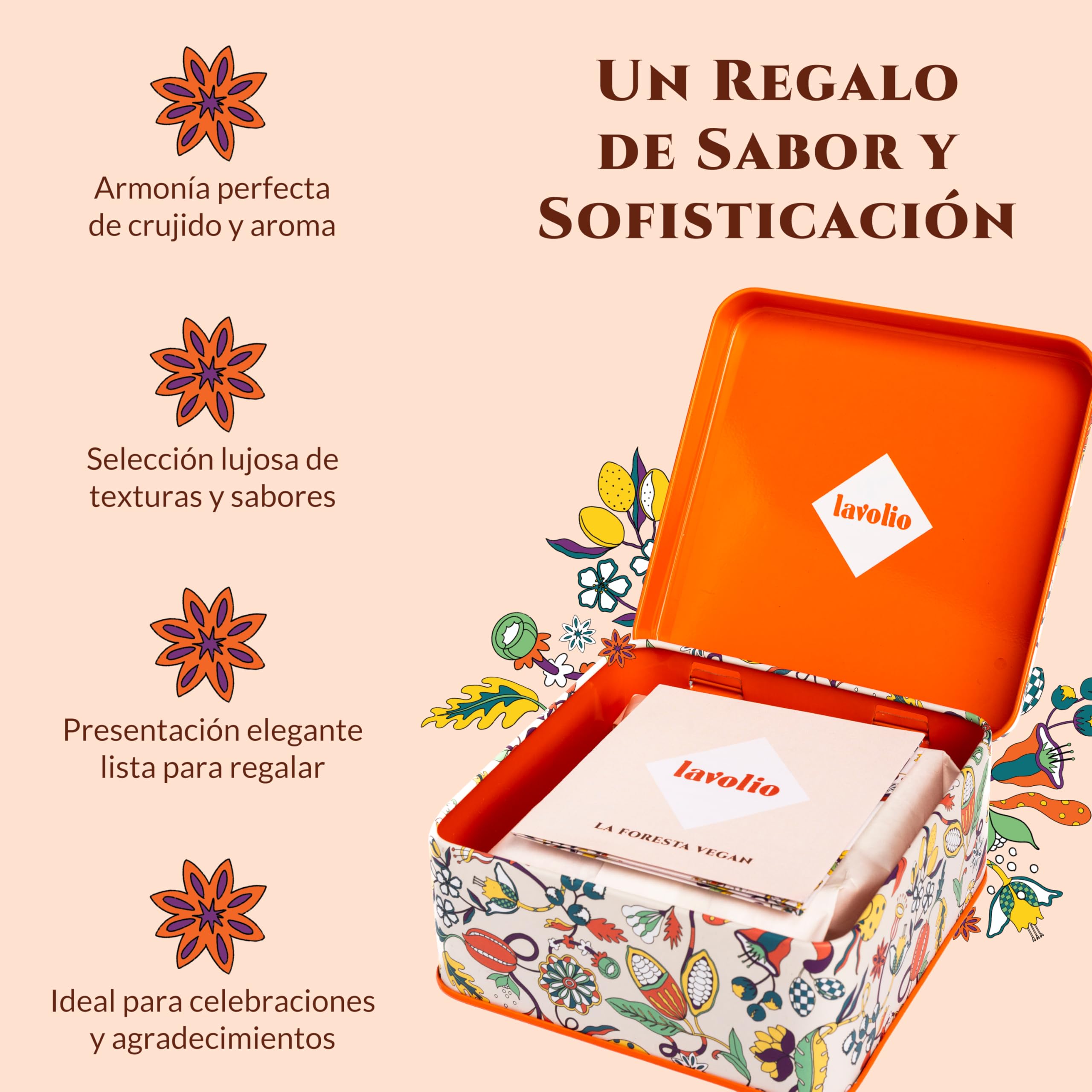 Caja de Bombones Veganos de Chocolate con Frutos Secos – Pralinés de Almendra, Avellana y Pistacho con Chocolate Negro – Regalo ideal para el Día de la Madre – Lavolio La Foresta Vegan, 150g
