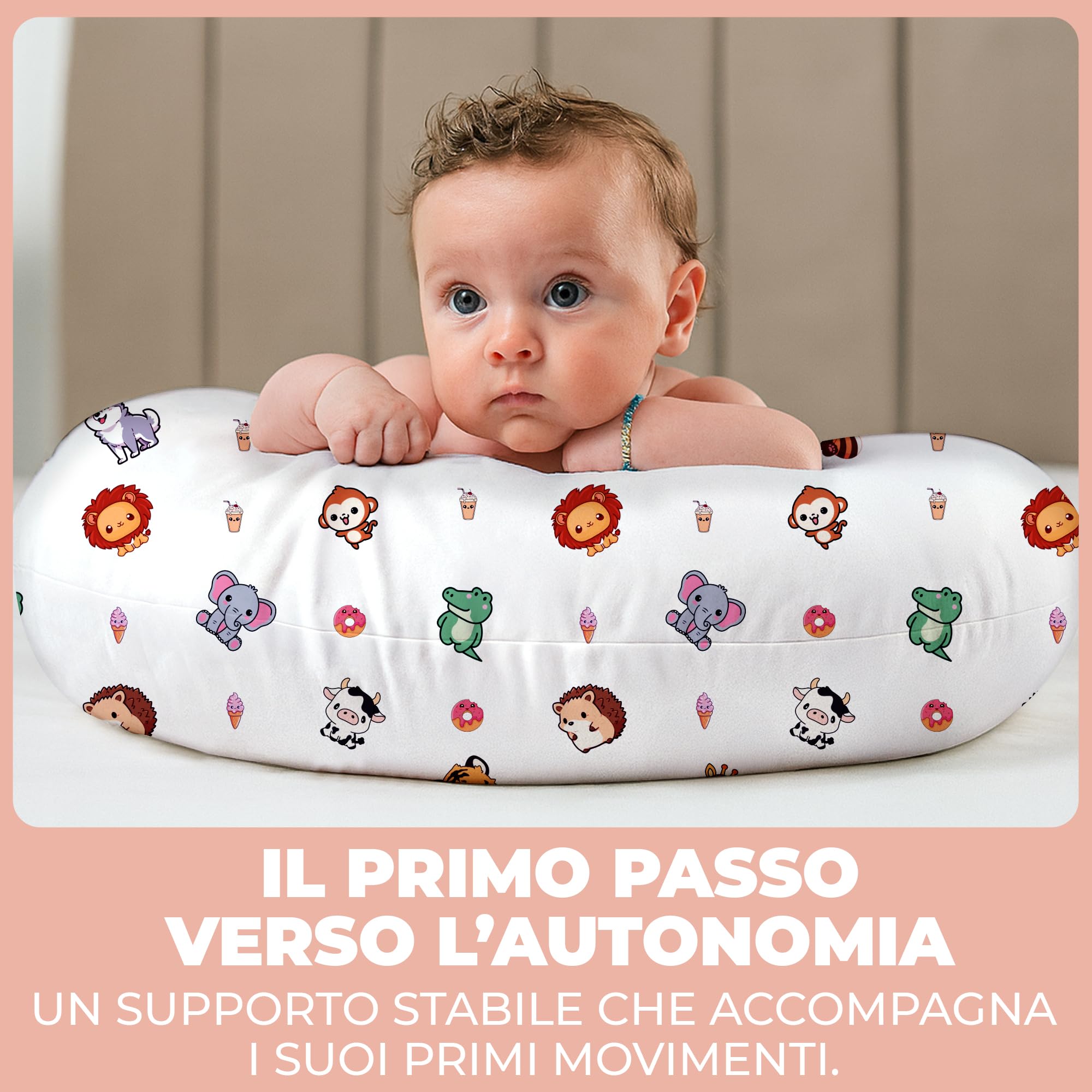 Cuscino Allattamento e Gravidanza Ciambella Allattamento Neonato con Federa in 100% Cotone e Morbido Riempimento Supporto Ergonomico alla Schiena Idea Regalo per Neo Mamme Accessorio Premaman Lavabile