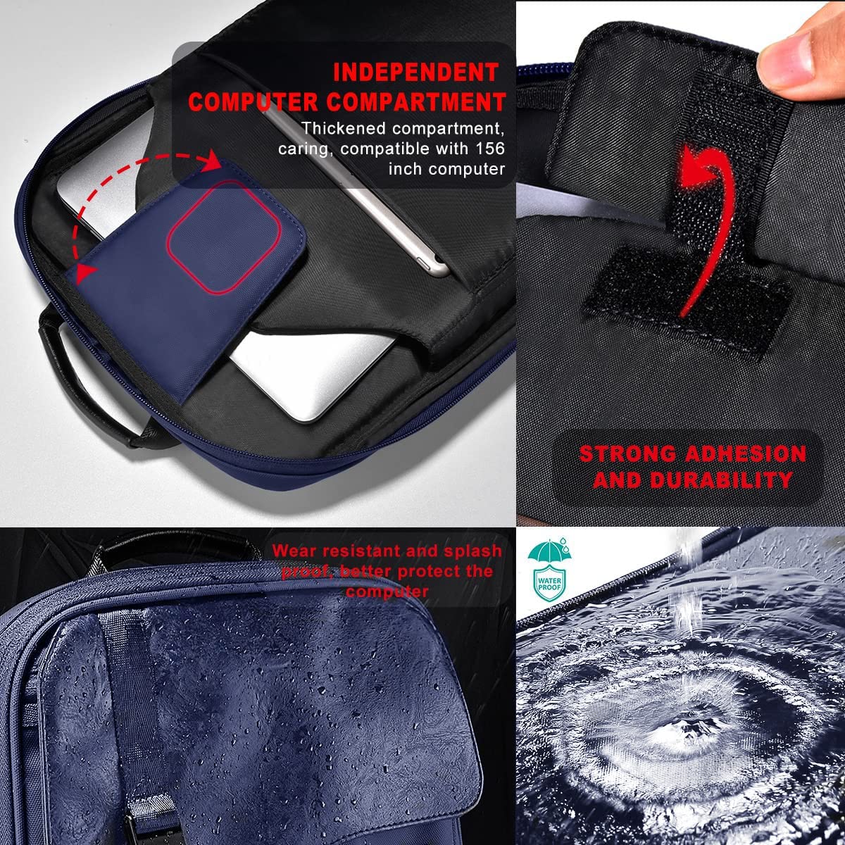 ZINZ Schlanker & Erweiterbarer Laptop Rucksack 15,6 Zoll Business Rucksack, Anti Diebstahl Reisen Rucksack für Wasserdichte Notebook Tagesrucksack Schulrucksack Herren Damen,Blau