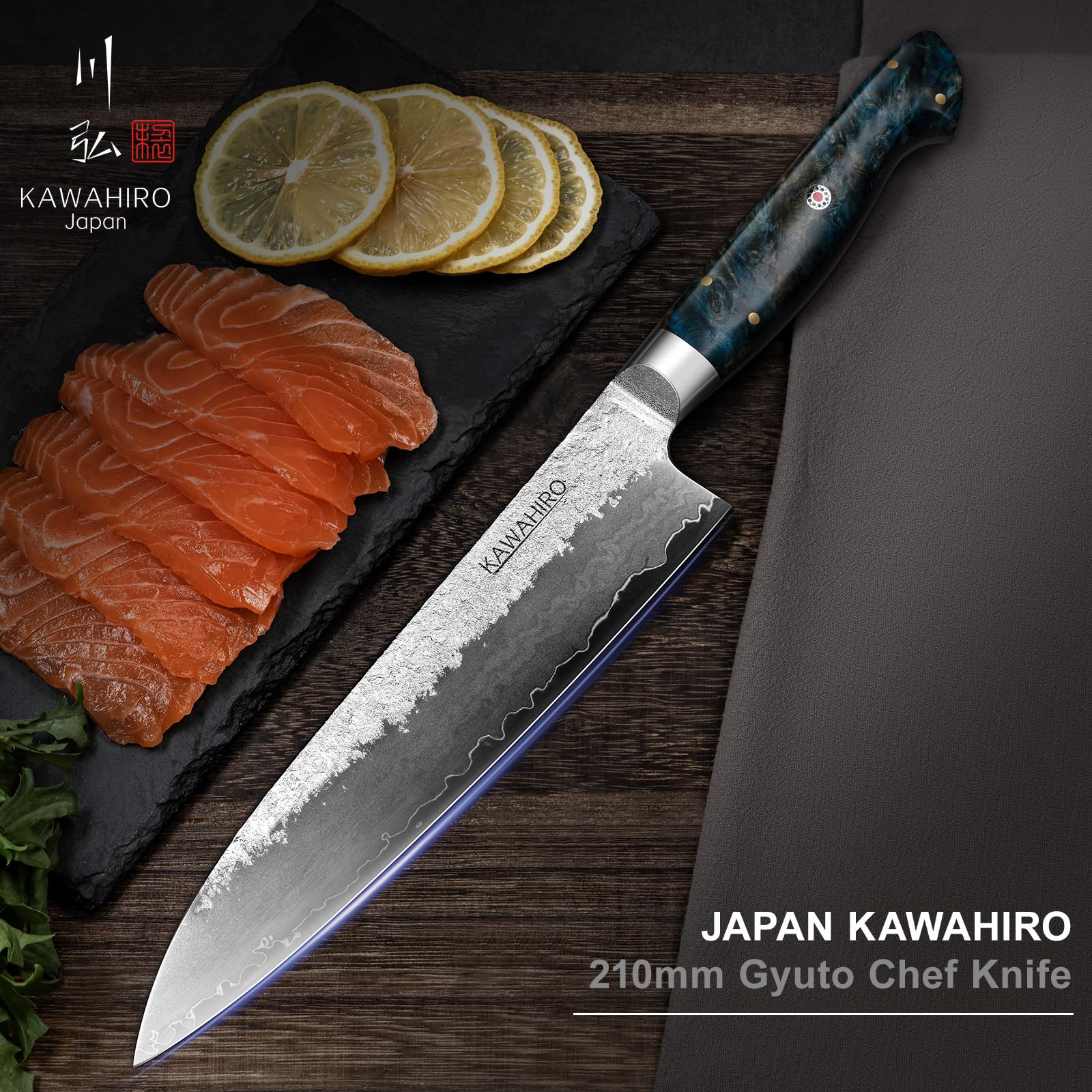 8.27" Japanese Chef Knife, SG2 Powder Steel Gyuto Knife, Hand-Forged — Amazon image 2