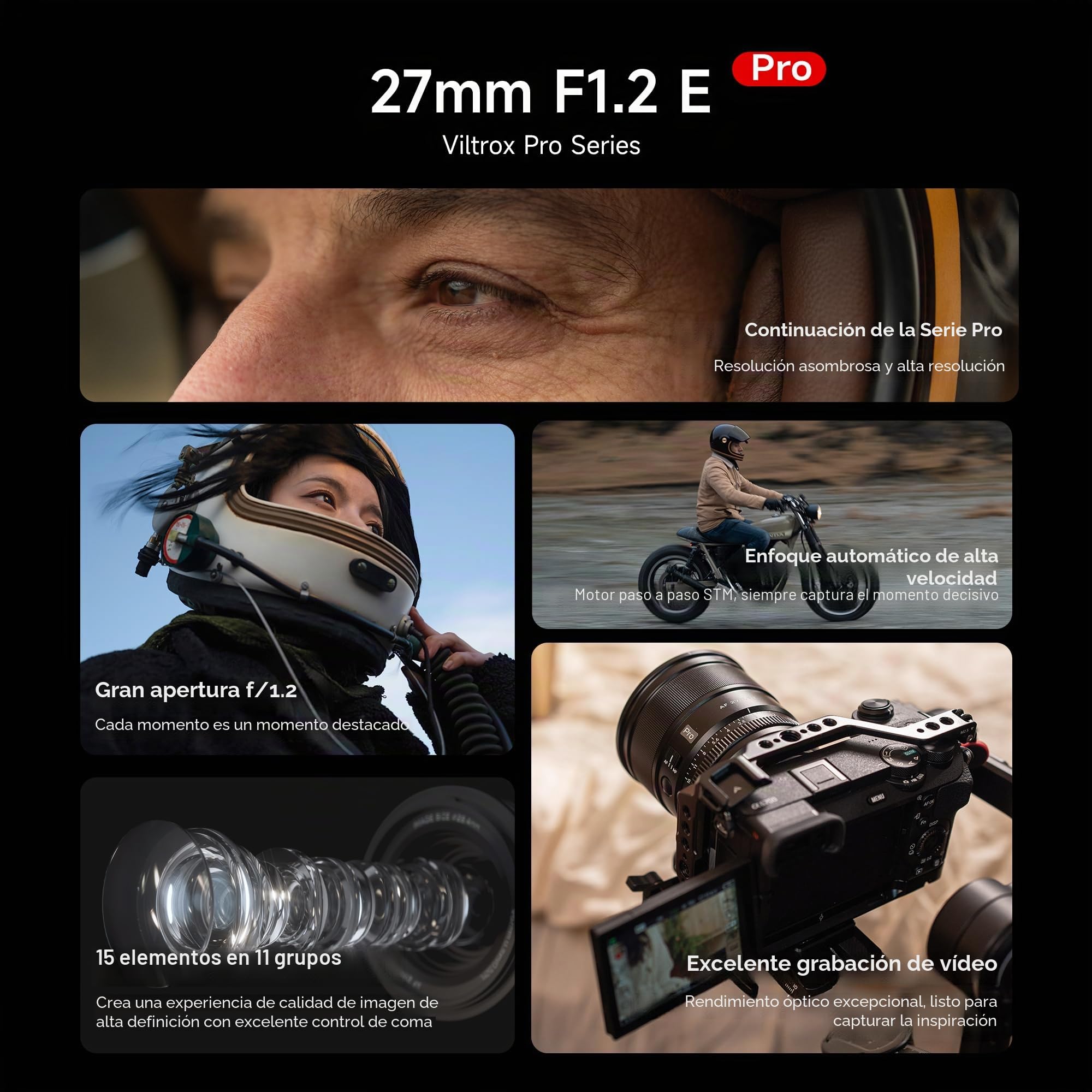 VILTROX AF 27mm F1.2 Pro APS-C Objetivo para Montura Sony E, Lente Fijo Gran Angular de 27mm f/1.2 de Gran Apertura para Sony a7IV a7CII a7RV a7S III ZV-E10 a6700 a6400 a7iii a9 ZVE1