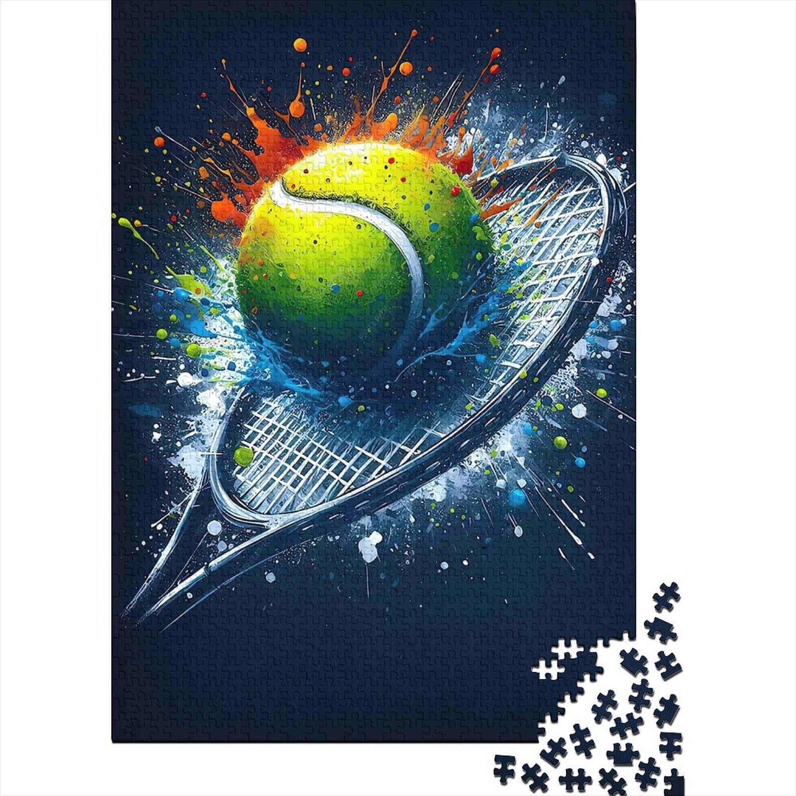 Tennis Splash Art Jigsaw Puzzles Puzzles for Adults Kids. 1000 Pieces Great Gifts Challenge Toy Educational Game Home Decoration for Educational Games Gifts 52x38cm/1000pcs