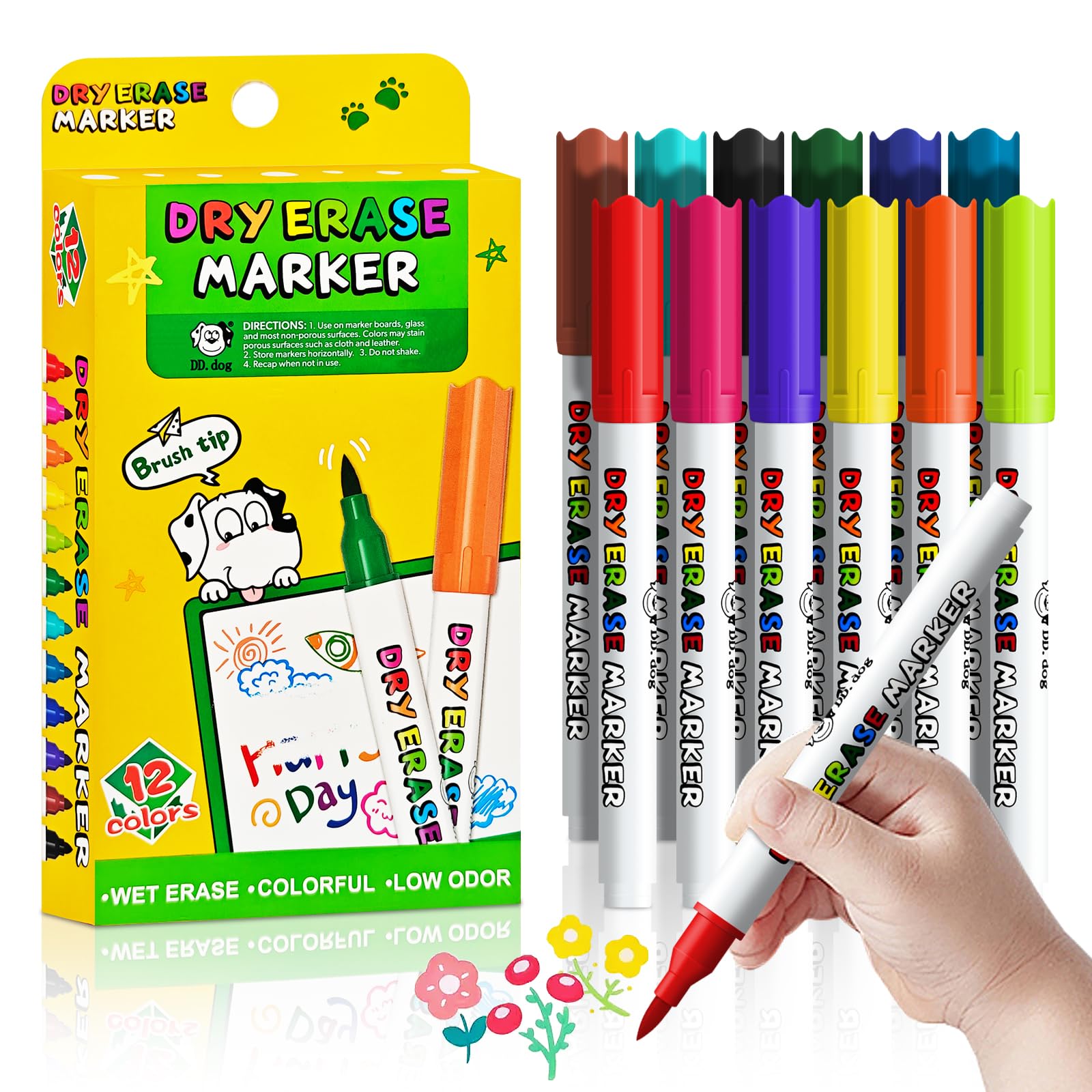 HOTYA Whiteboard Pen 5pcs/set Teacher Classroom Marker Pen Wiping Supplies For Home Bedroom Living Room Door Wall Marking - View #4