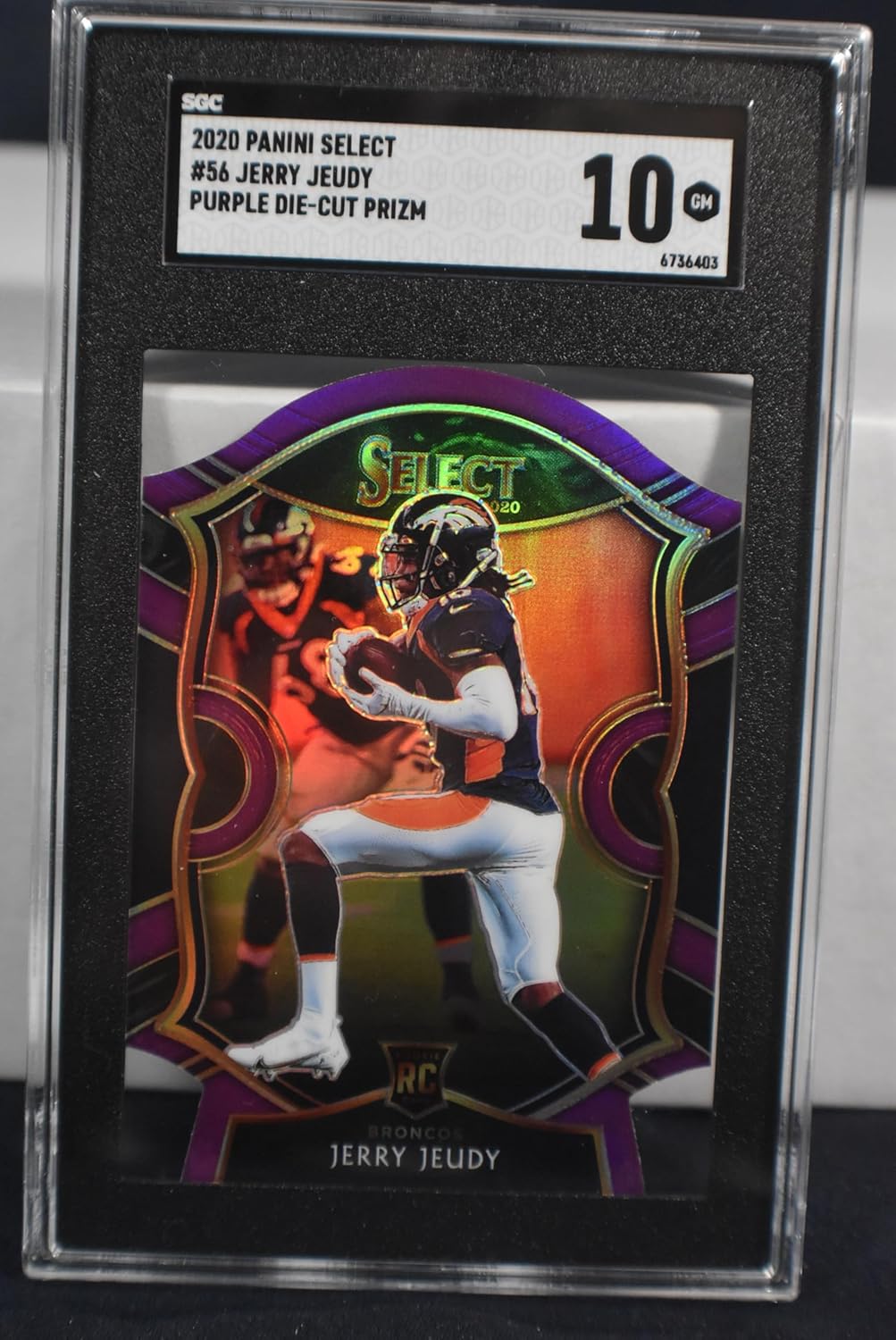 JERRY JEUDY 2020 Panini Select #56 PURPLE DIE CUT PRIZM PARALLEL Rookie Football Card RC SGC Graded Gem Mint 10 Cleveland Browns