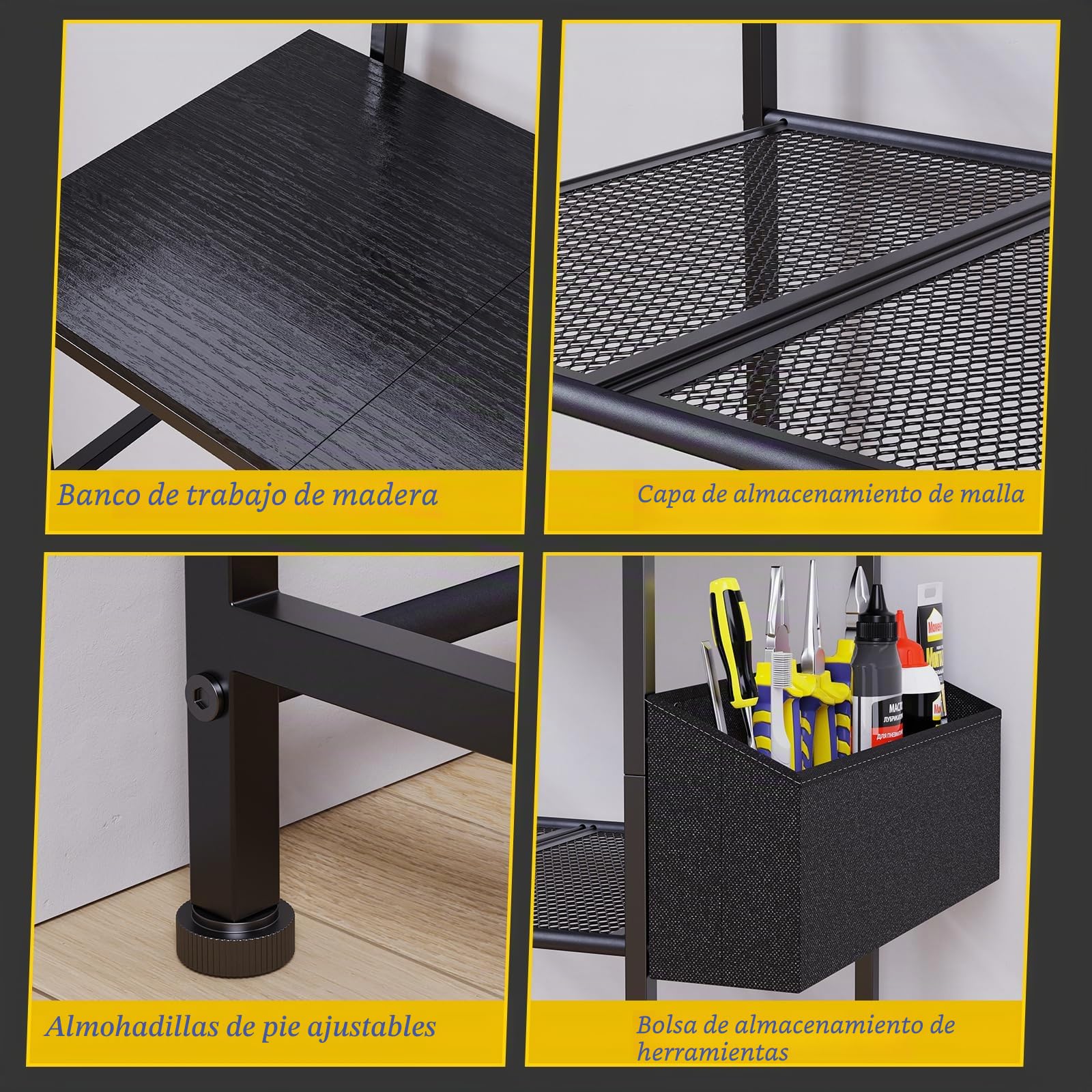 Mesa para impresora 3D, Soporte para impresora de 5 niveles, Armario de metal para impresora con almacenamiento de filamento y bolsillo lateral, Estantería para impresora para fijación a la
