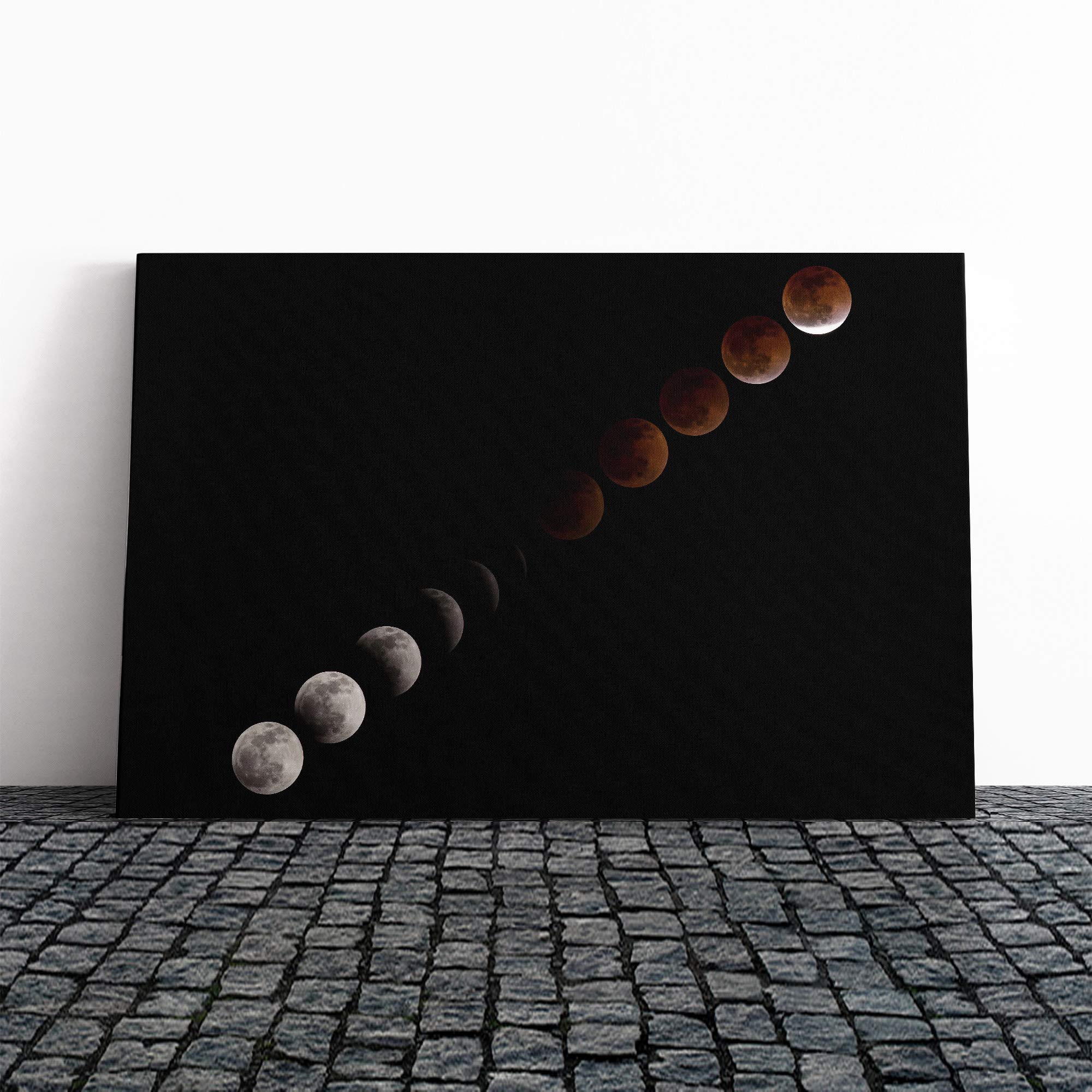 Blood Moon Space Lunar Eclipse Canvas Print | Gallery Wrapped 30mm Frame Wall Art | 30x20 inches | Ready to Hang | Modern Space Picture | Living Room Bedroom Lounge Office