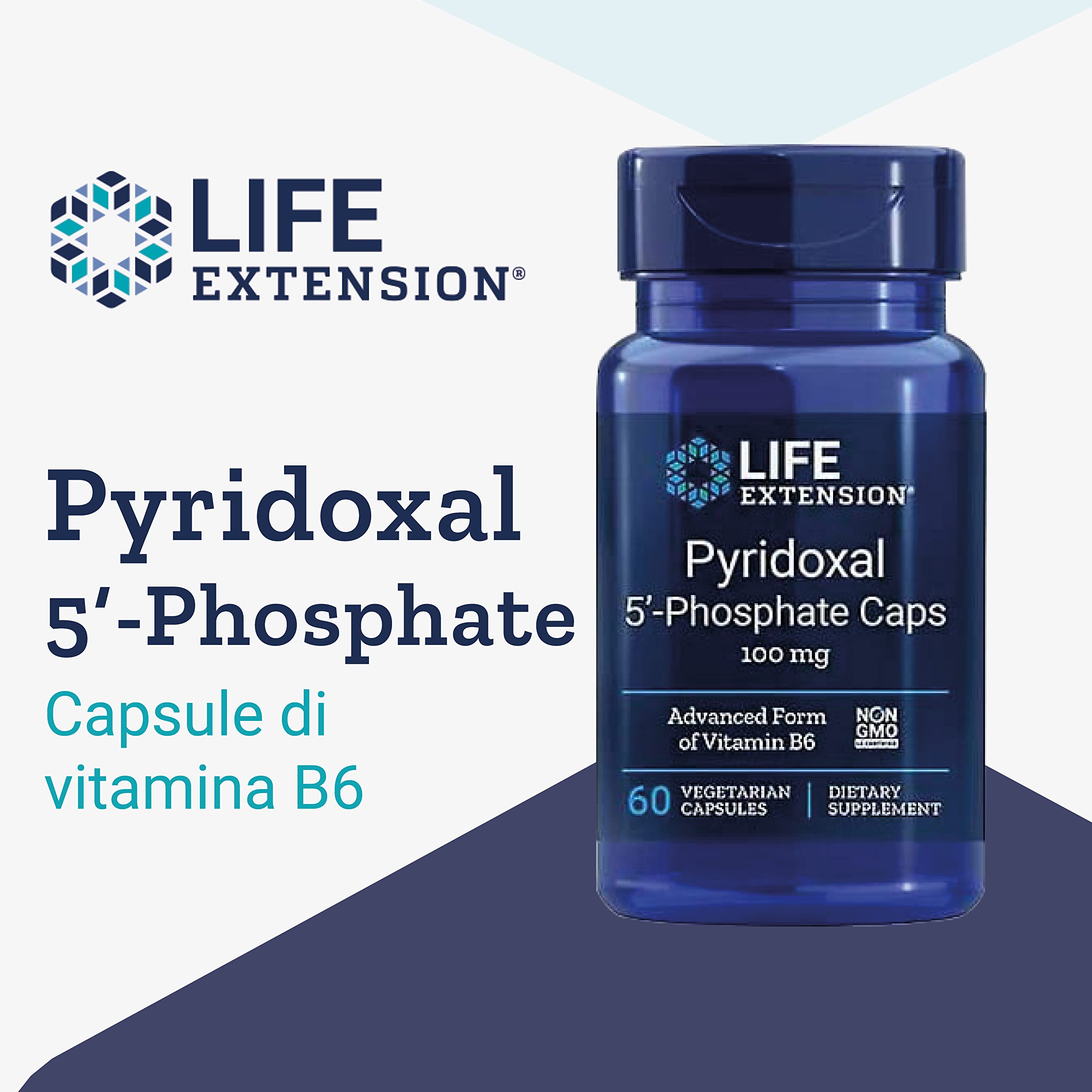 Life Extension, Pyridoxal-5-Phosphat, Depot, Ogni 5 Giorni 1 Capsula, 100 mg, 60 Capsule vegane, Testato in Laboratorio, Senza Glutine, Vegetariano, Senza Soia, Non OGM