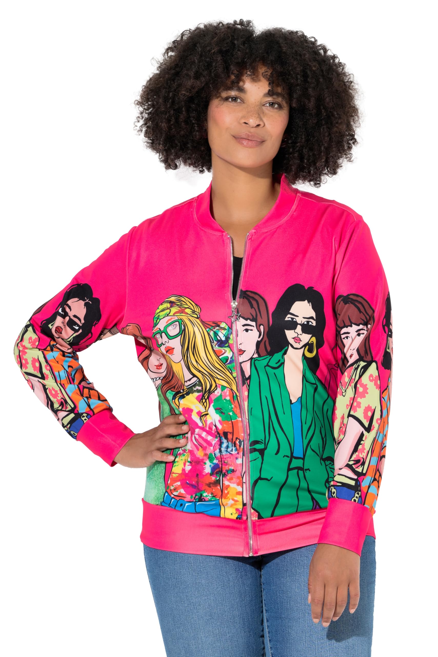 Angel of Style Damen große Größen Übergrößen Plus Size Scuba-Blouson, Relaxed Fit, Frauen-Druck 846820