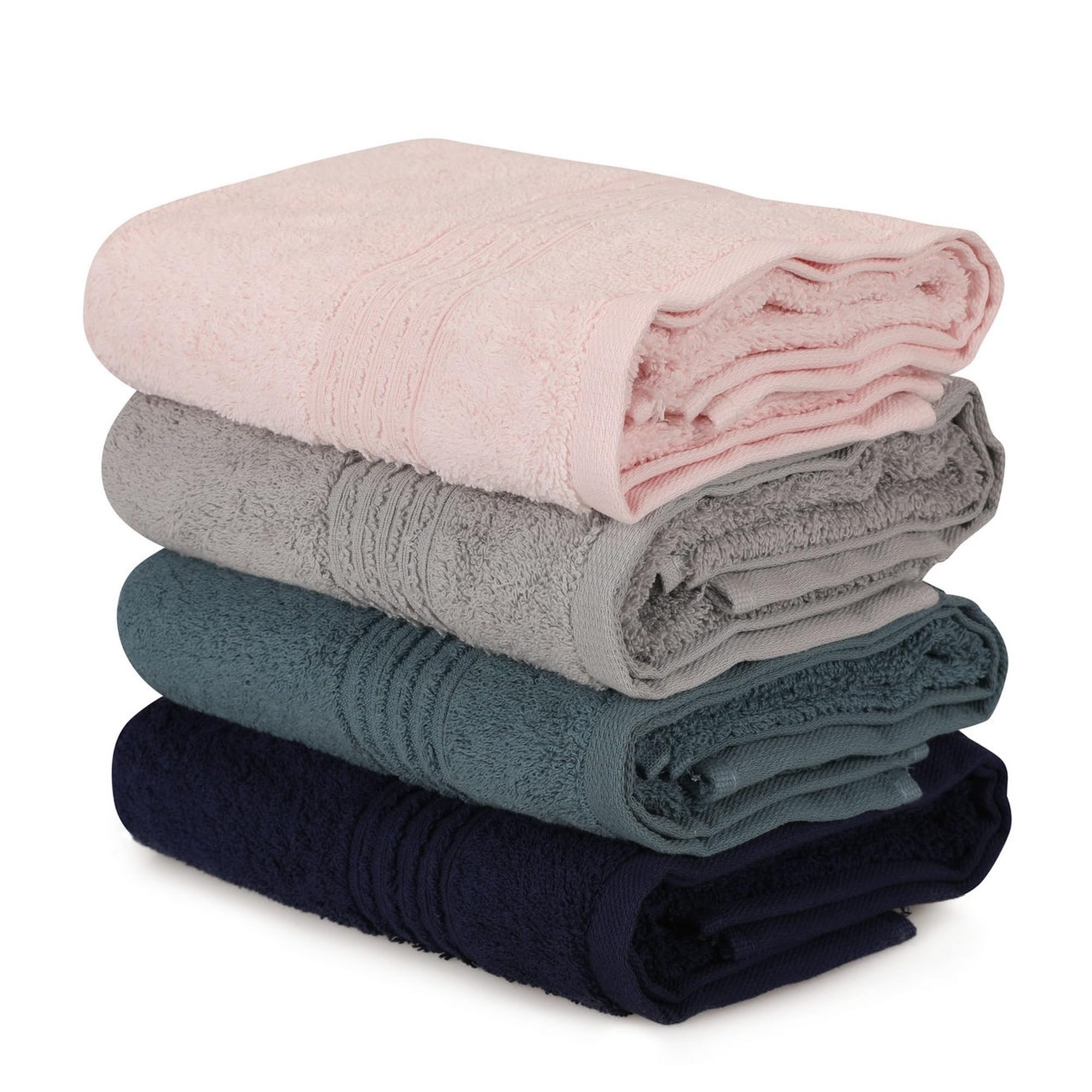WELL HOME MOBILIARIO & DECORACIÓN Hand towel set (4 pieces) grey, dark blue, pink and blue, Grey Dark Blue Pink Blue, 50x90